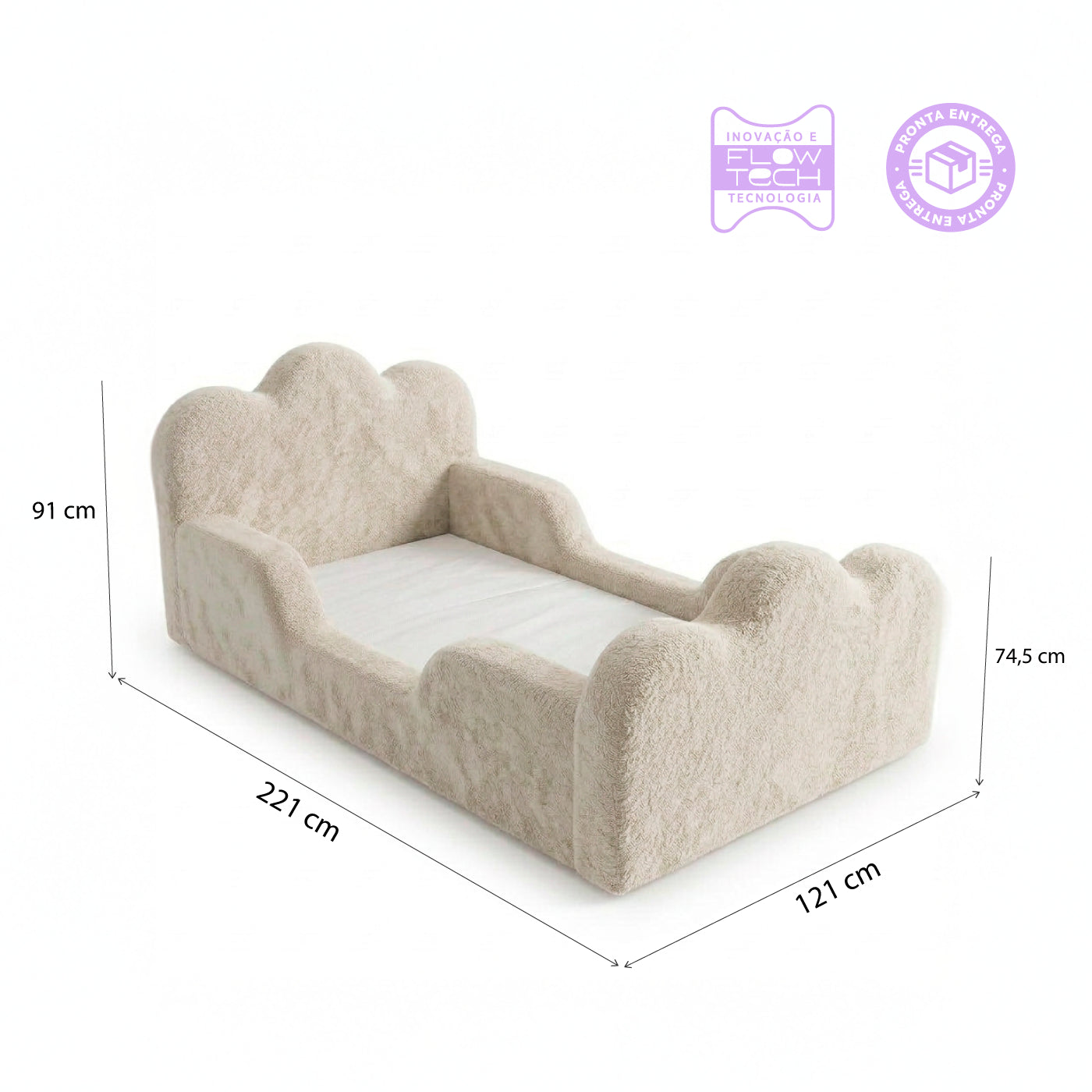 Cama Montessori Infantil Sonhos Duo Solteiro - Bege
