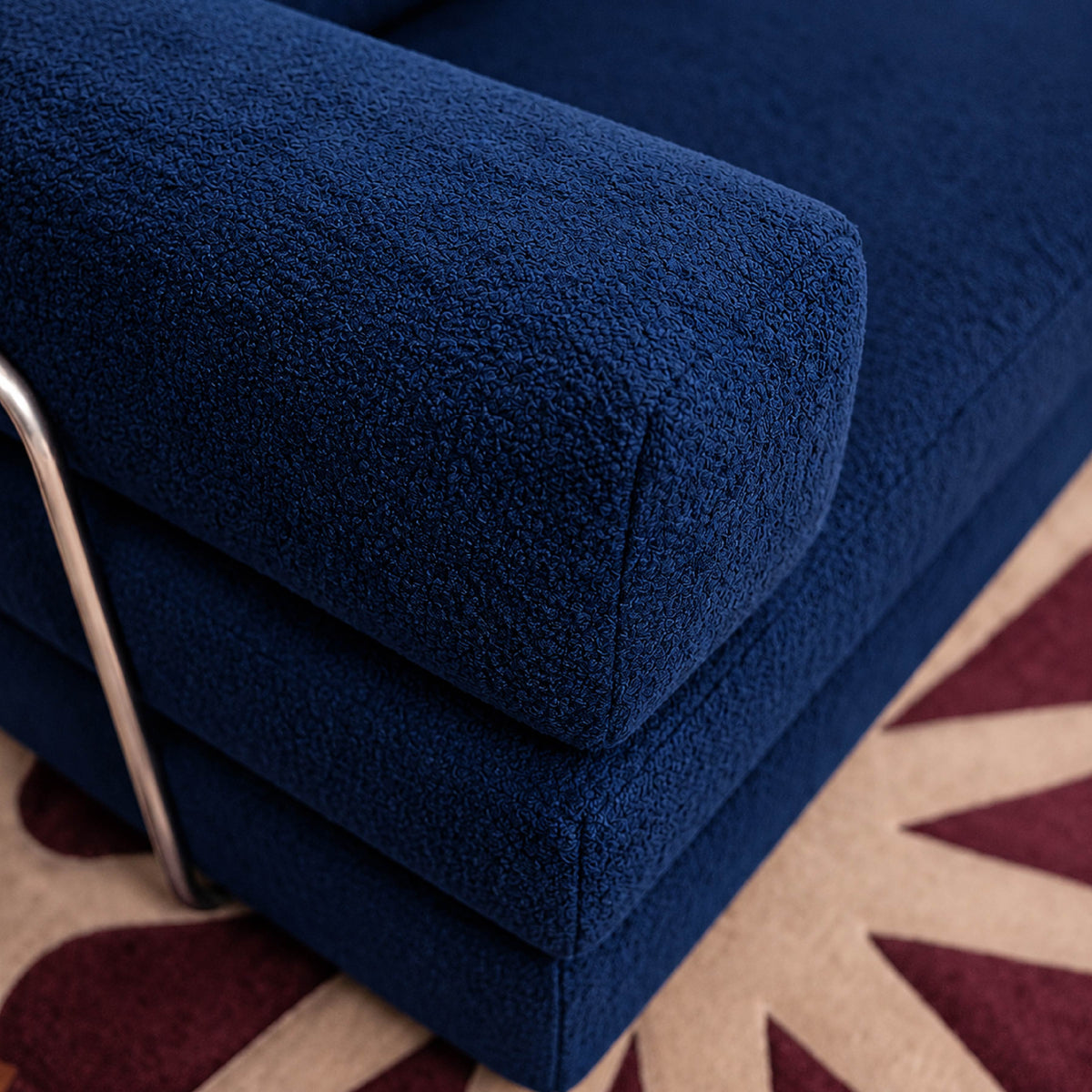 Sofá Cama Flowin em Boucle Azul Marinho