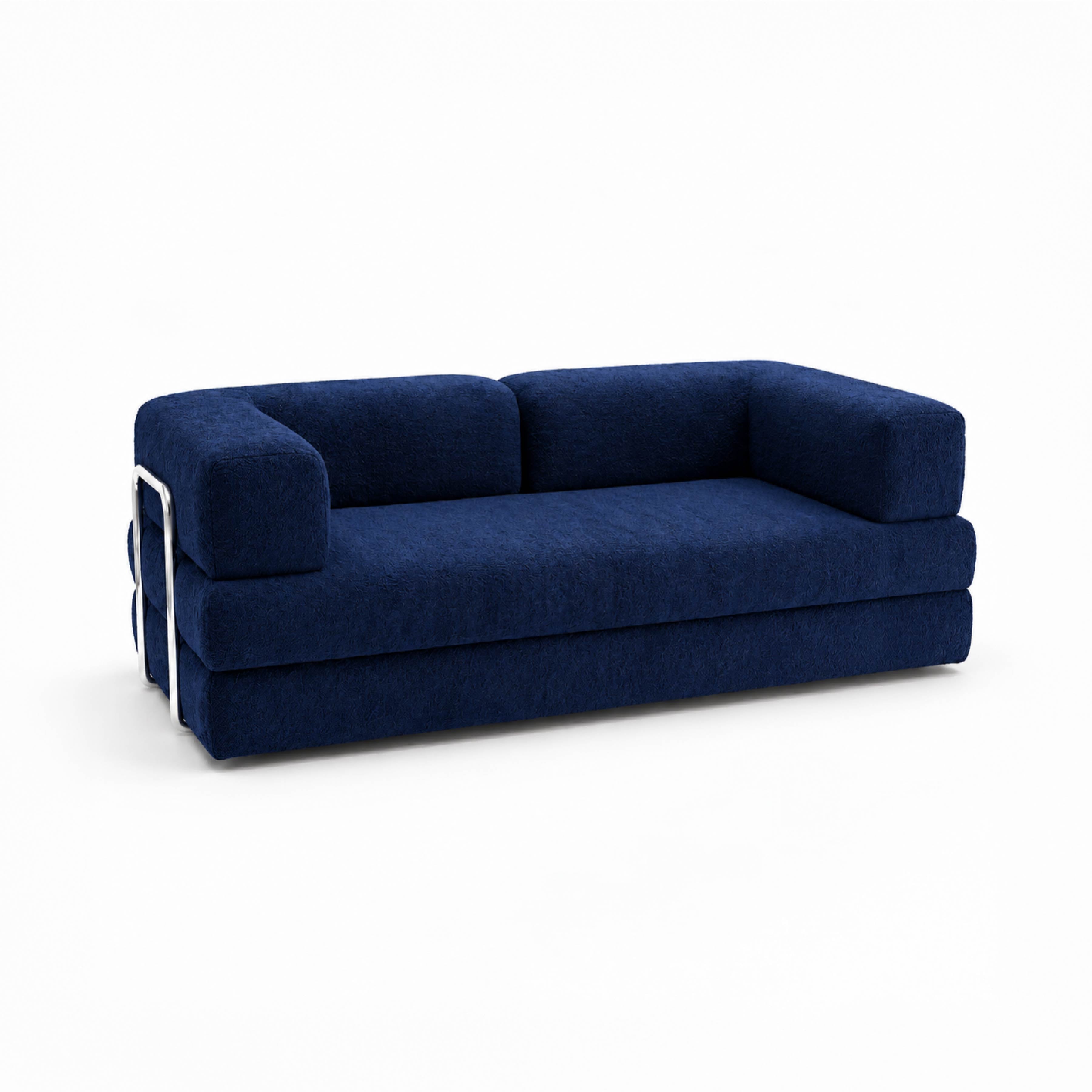 Sofá Cama Flowin em Boucle Azul Marinho