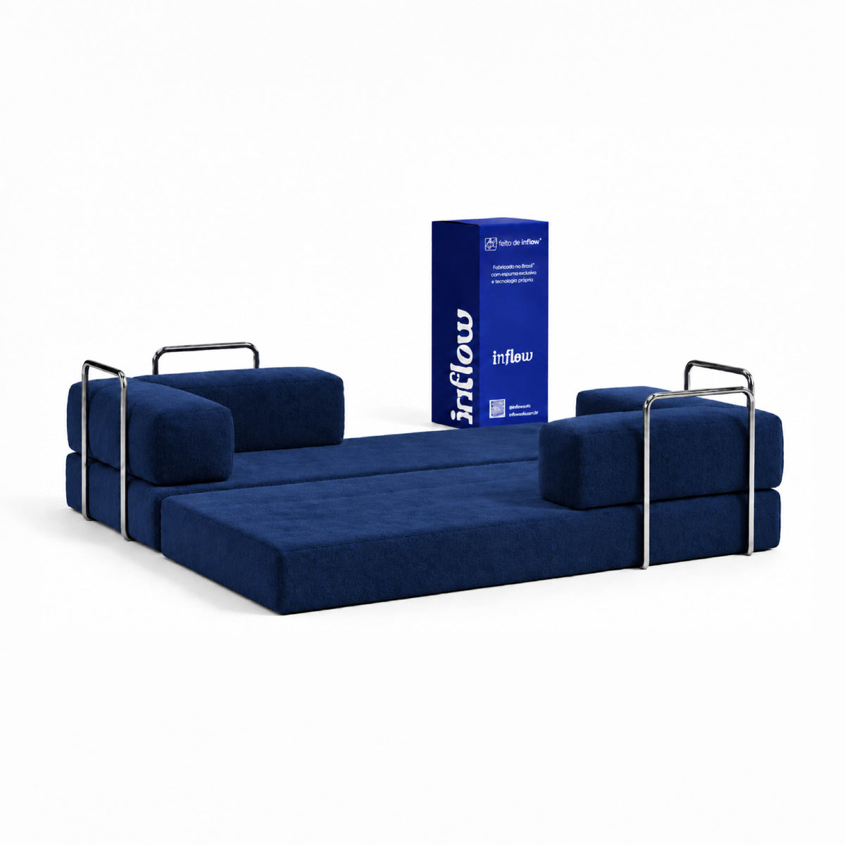 Sofá Cama Flowin em Boucle Azul Marinho
