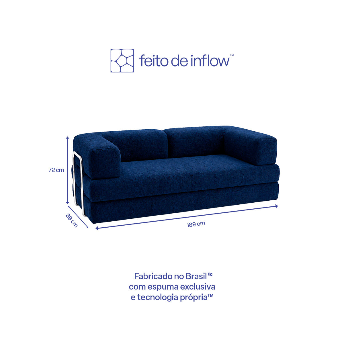 Sofá Cama Flowin em Boucle Azul Marinho