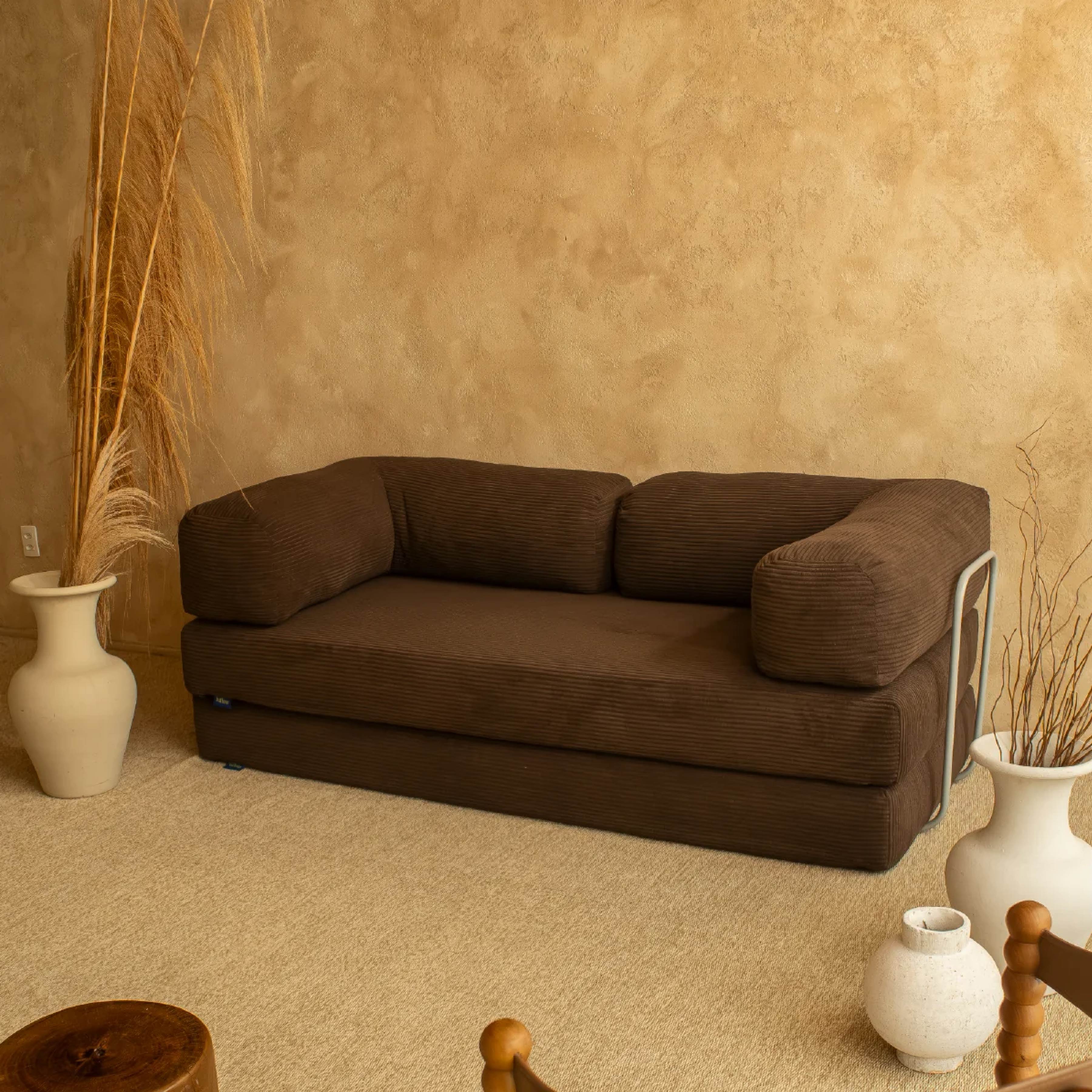 Sofá Cama Flowin em Cotele Soft Brown