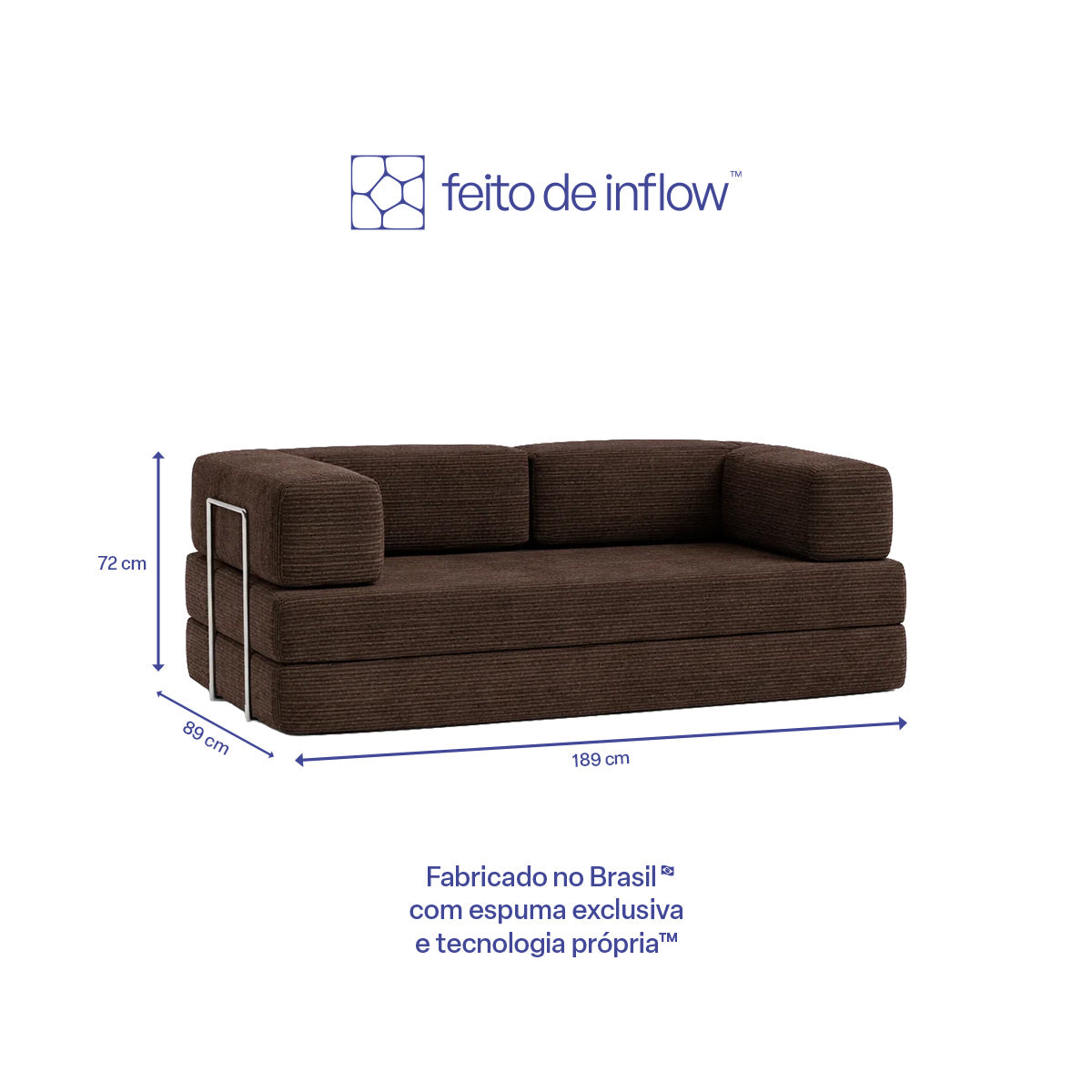 Sofá Cama Flowin em Cotele Soft Brown