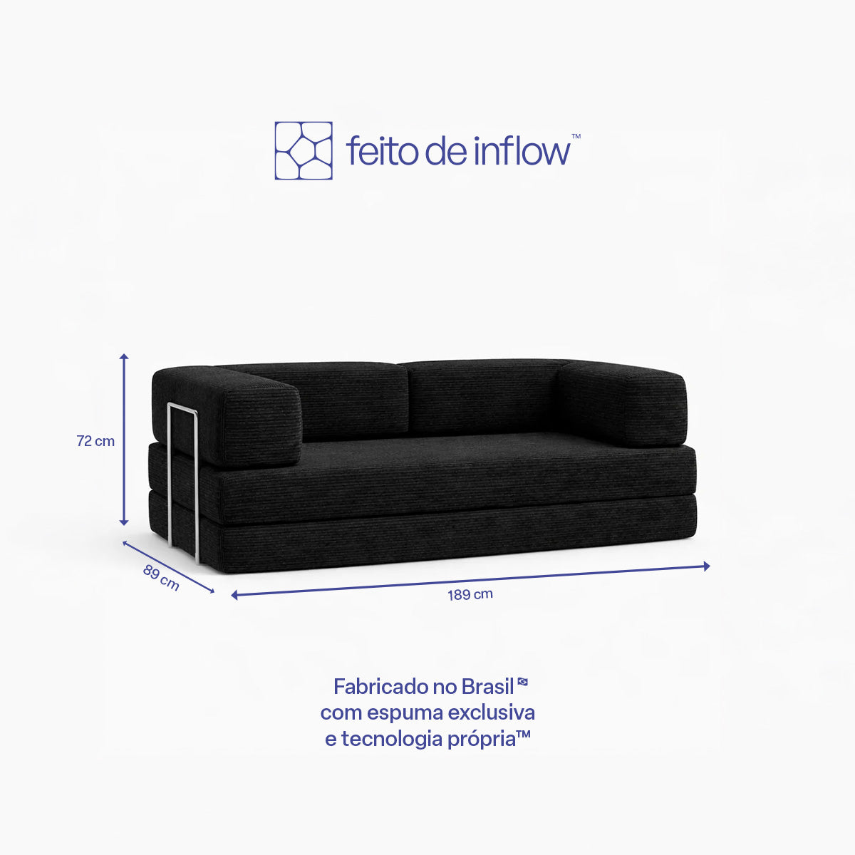 Sofá Cama Flowin em Cotele Black