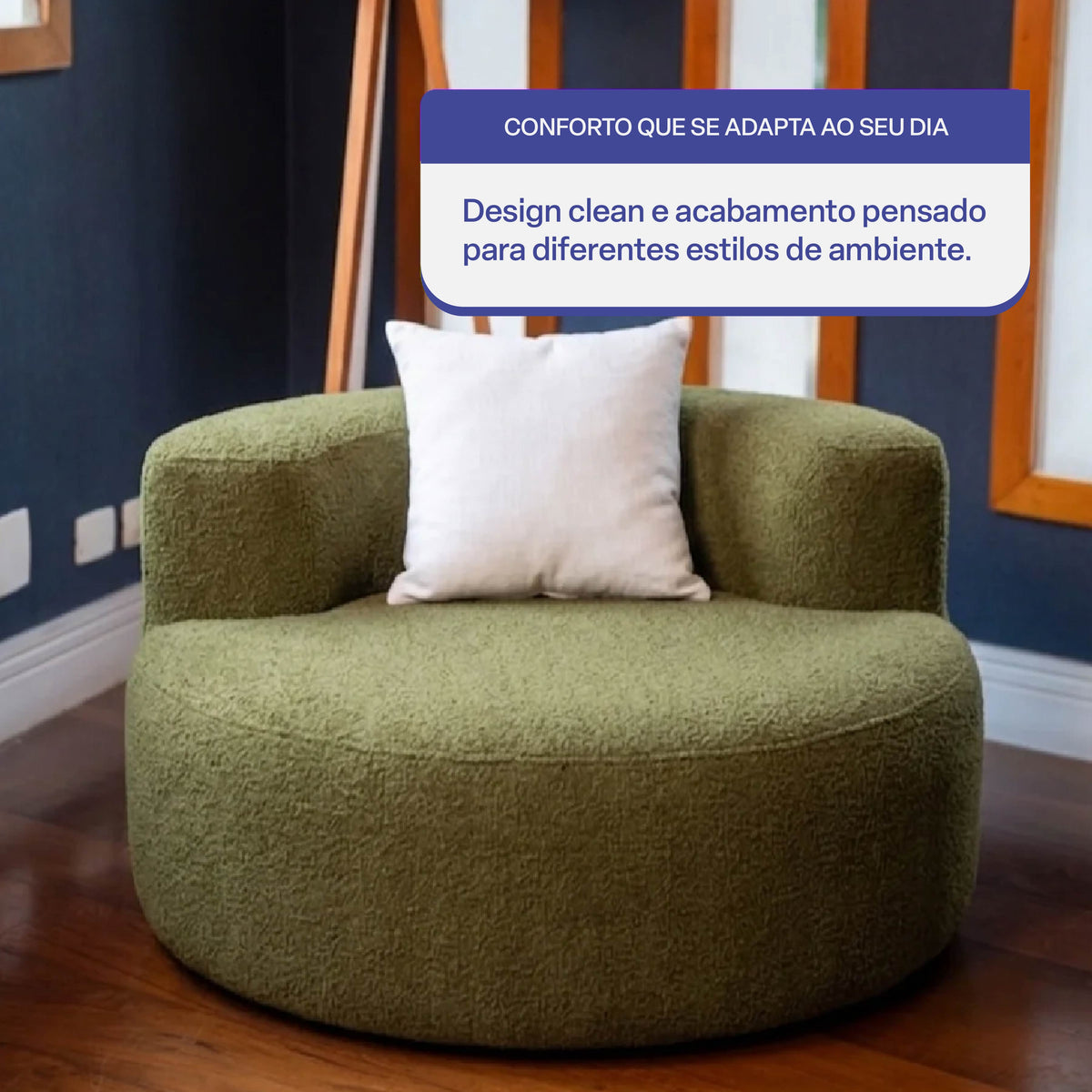 Poltrona Luna em Boucle Plus Green