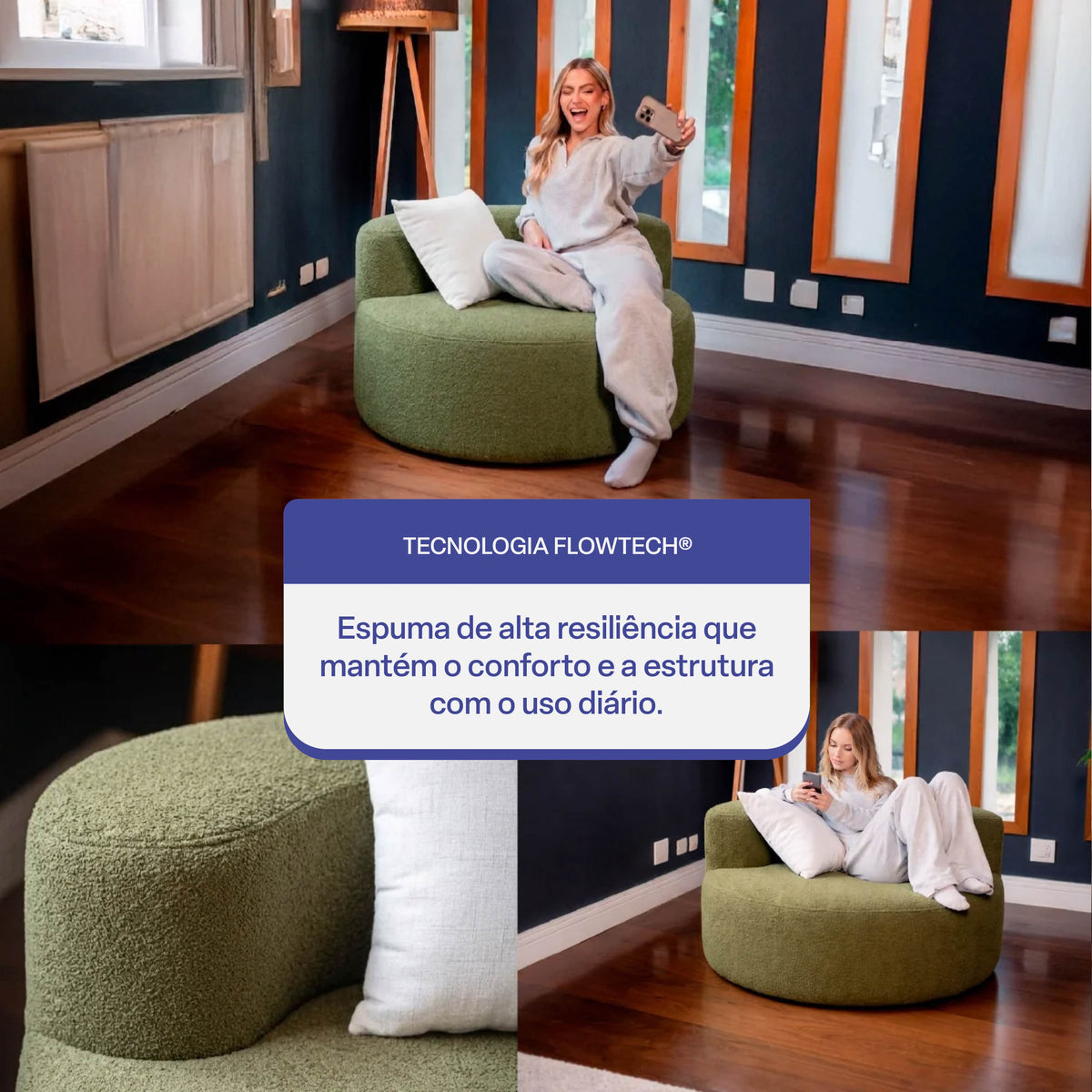 Poltrona Luna em Boucle Plus Green