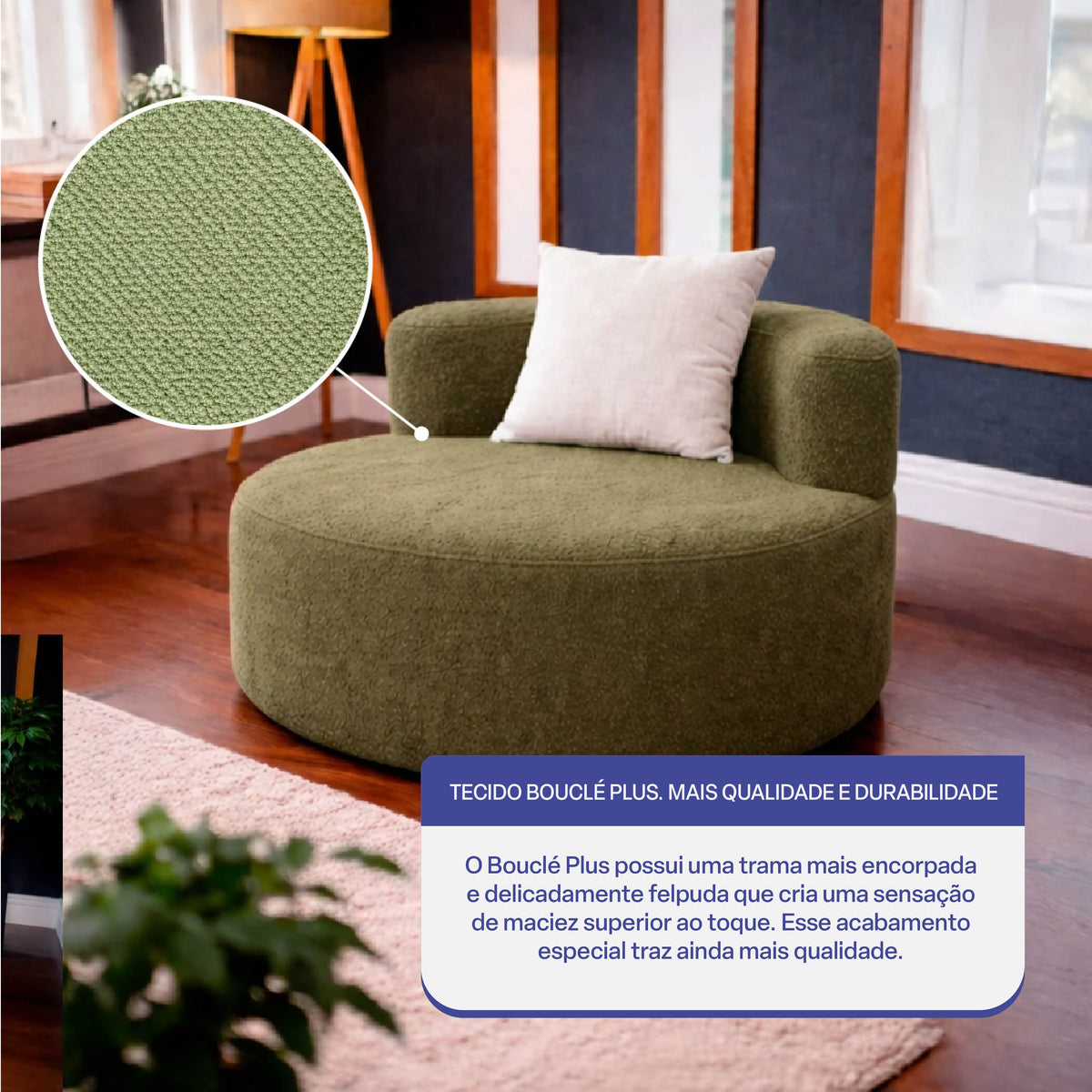 Poltrona Luna em Boucle Plus Green