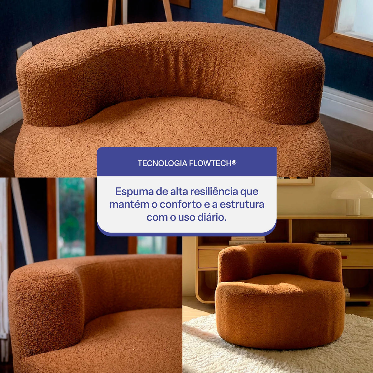 Poltrona Luna em Boucle Plus Mostarda