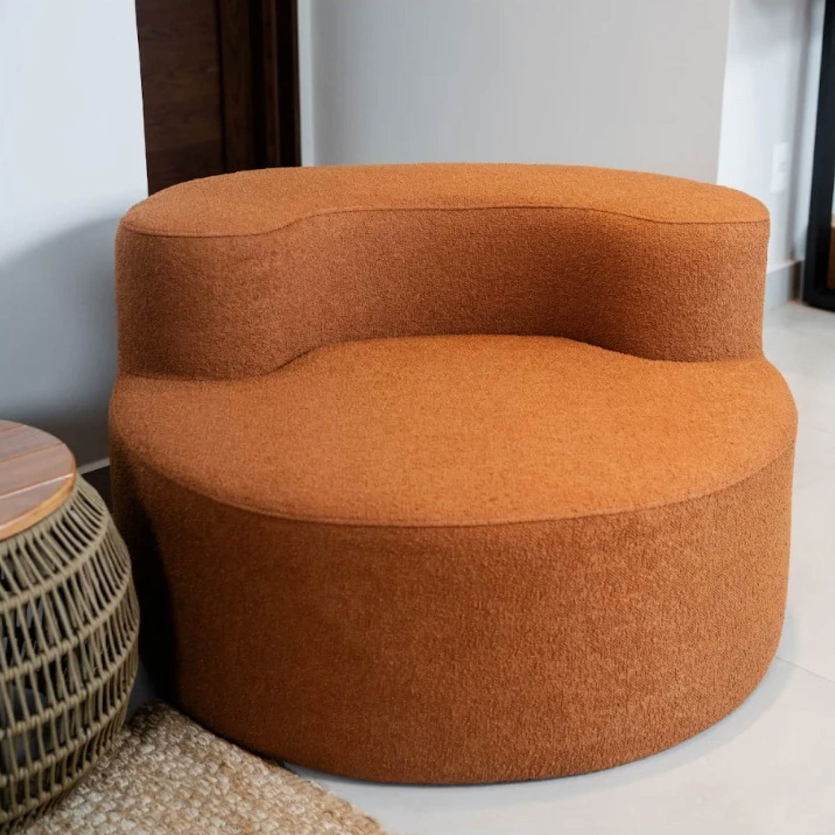 Poltrona Luna em Boucle Plus Mostarda
