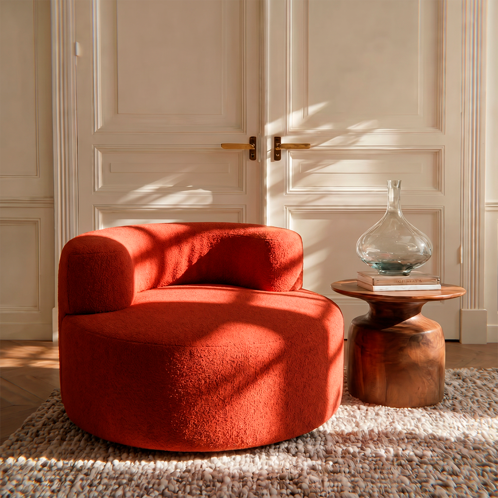 Poltrona Luna em Boucle Plus Terracota