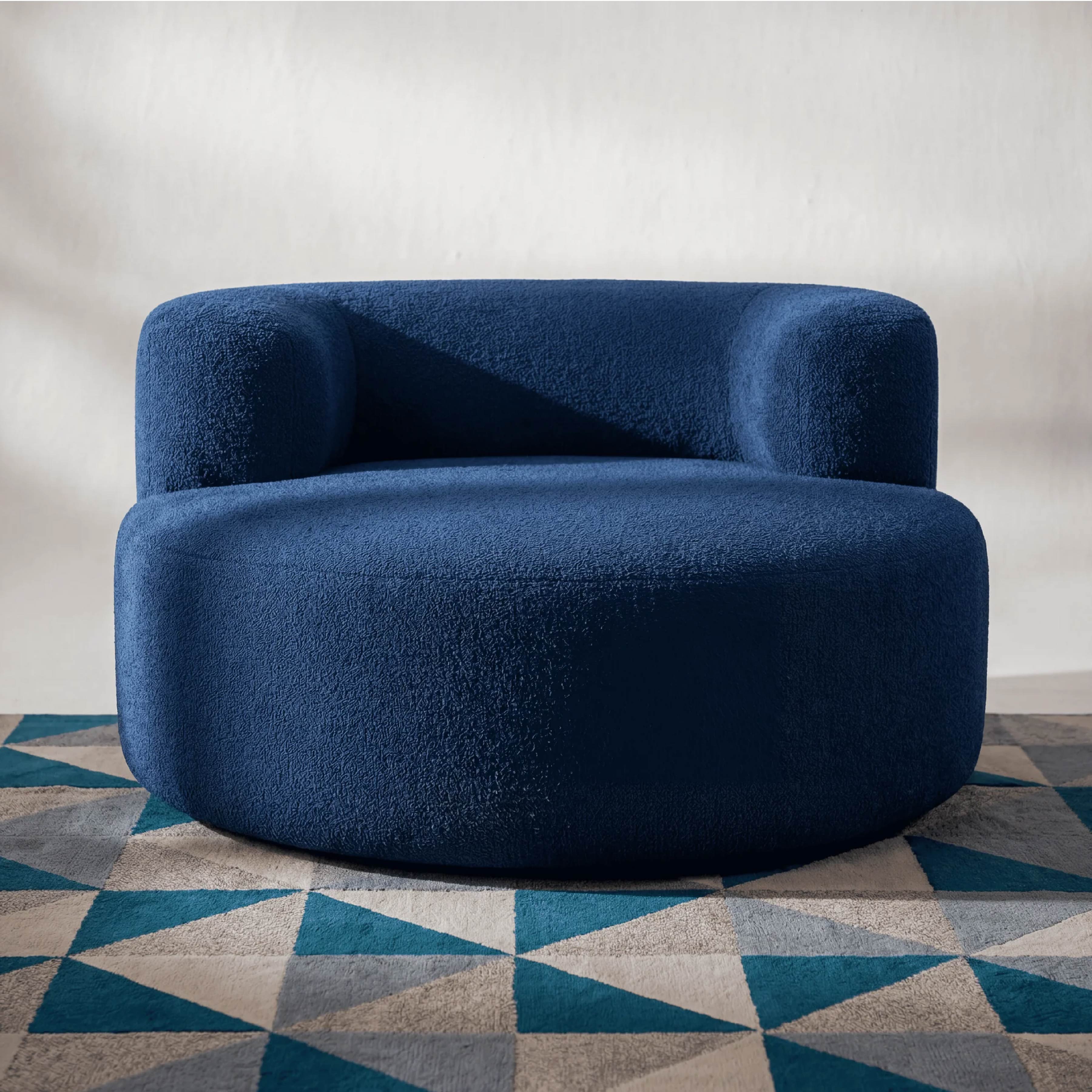 Poltrona Luna em Boucle Azul Marinho