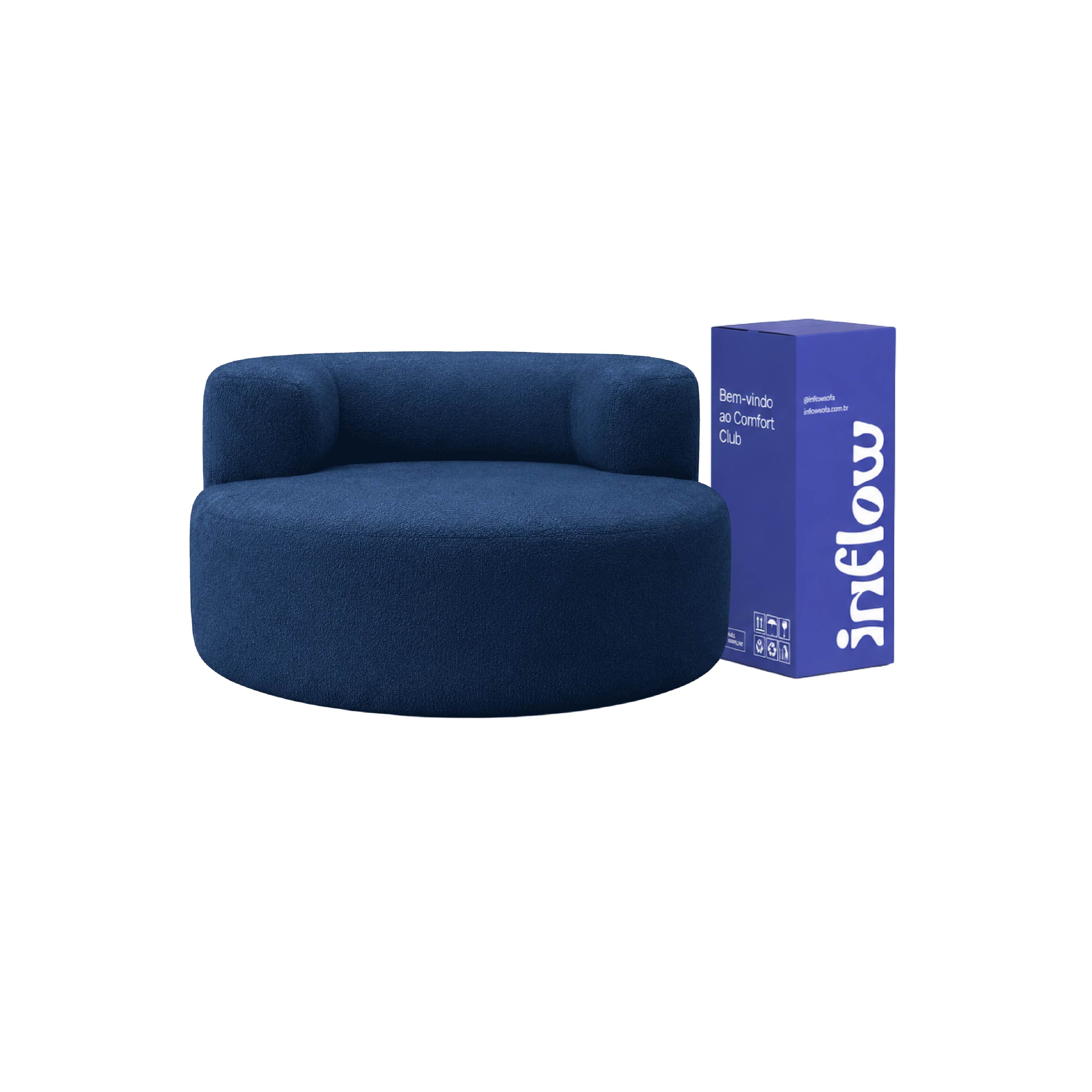 Poltrona Luna em Boucle Azul Marinho