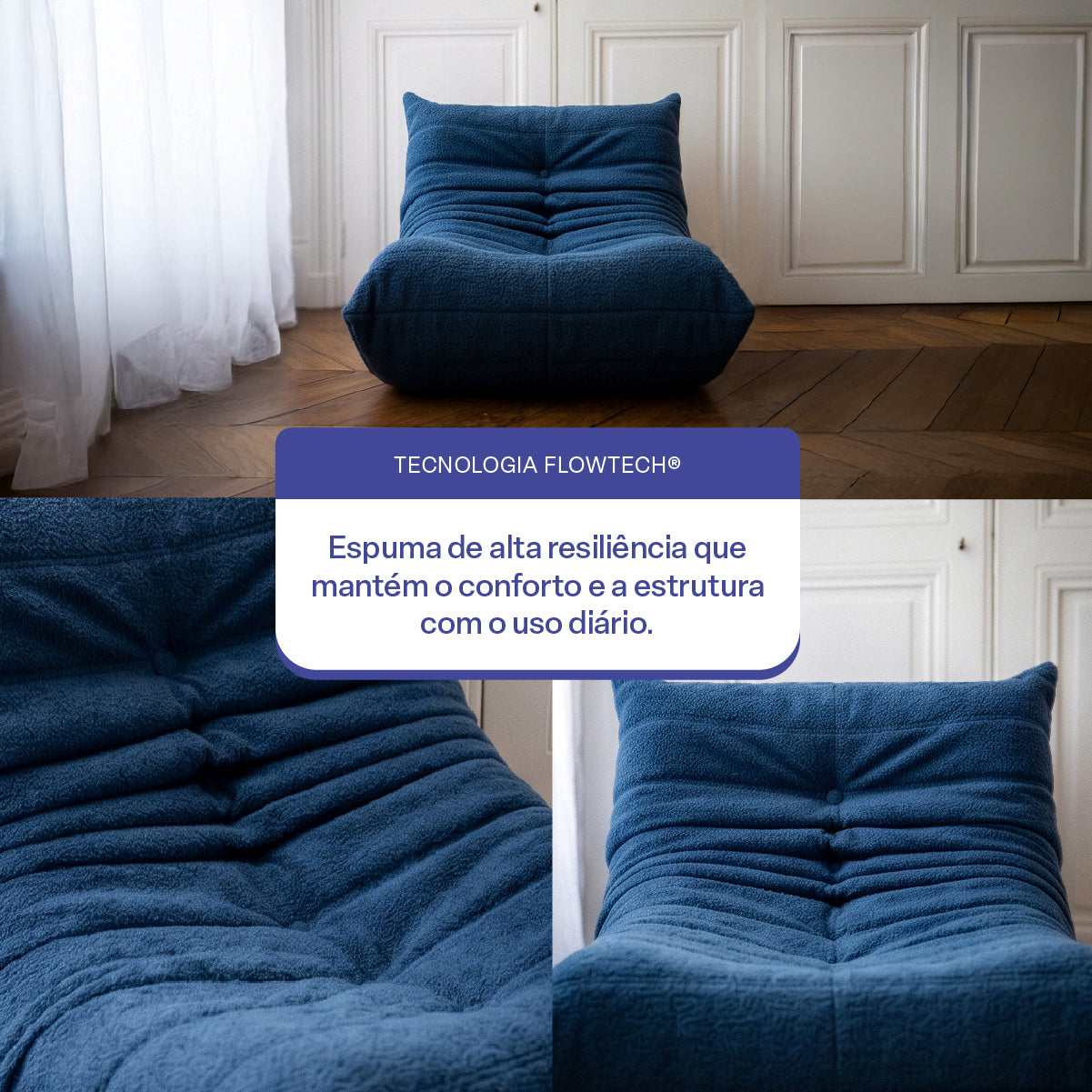 Poltrona Liv em Boucle Azul Marinho