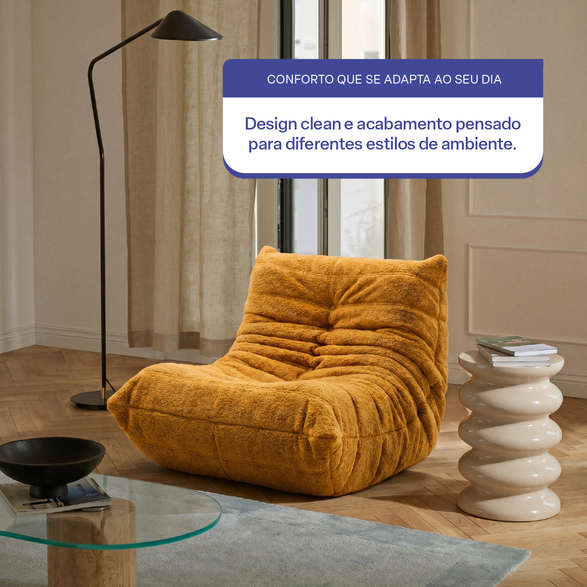 Poltrona Liv em Boucle Cloud Touch Mostarda