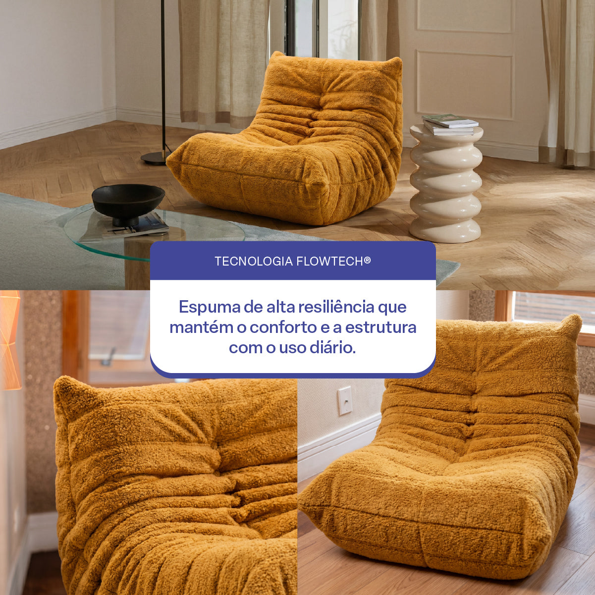Poltrona Liv em Boucle Cloud Touch Mostarda