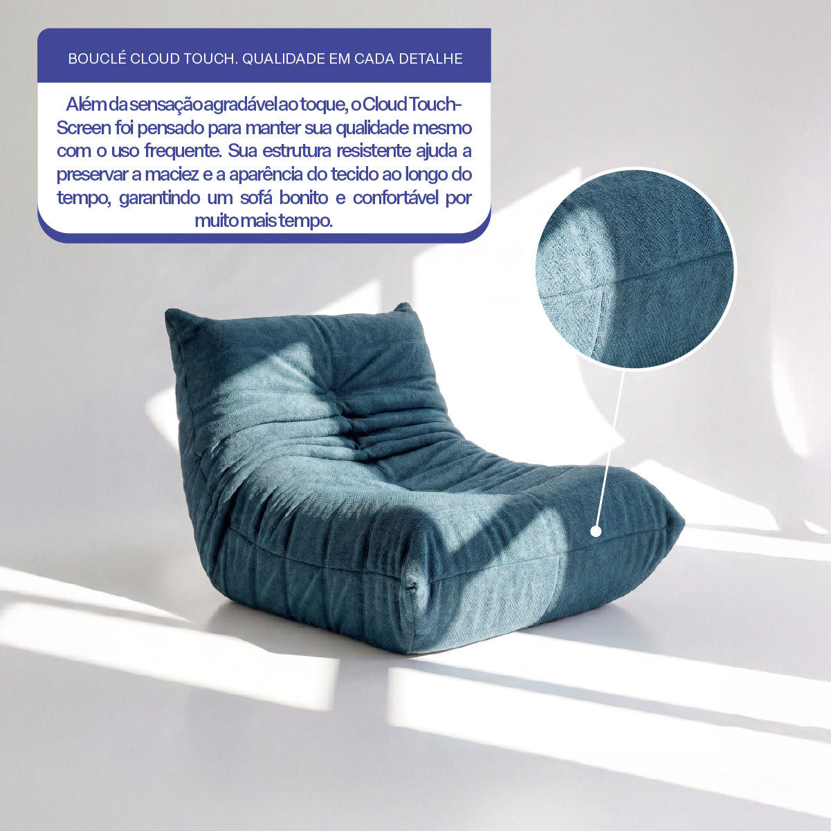 Poltrona Liv em Boucle Cloud Touch Ocean
