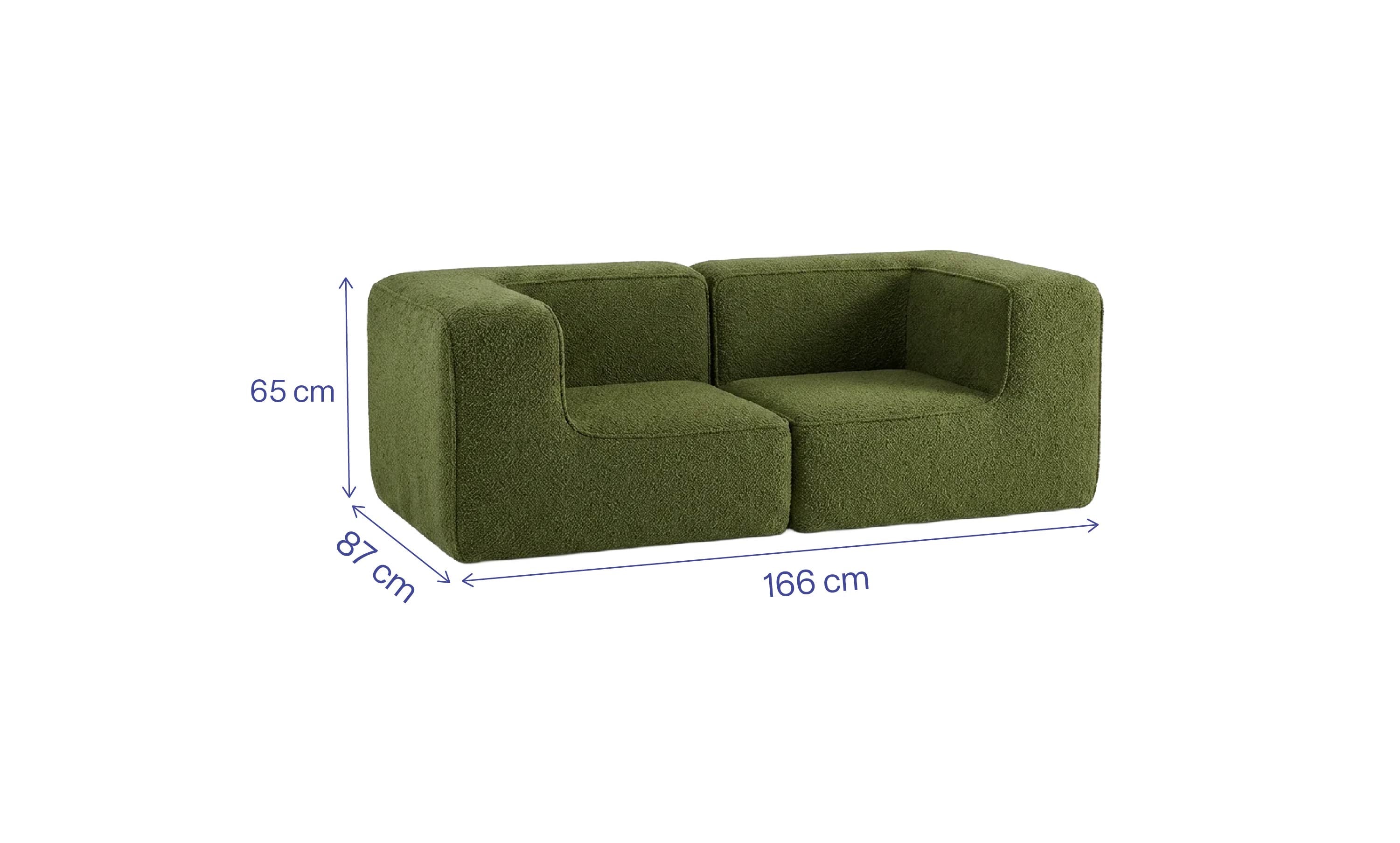 Sofá Modular Flow 2 Lugares 2 Cantos em Boucle Plus Green