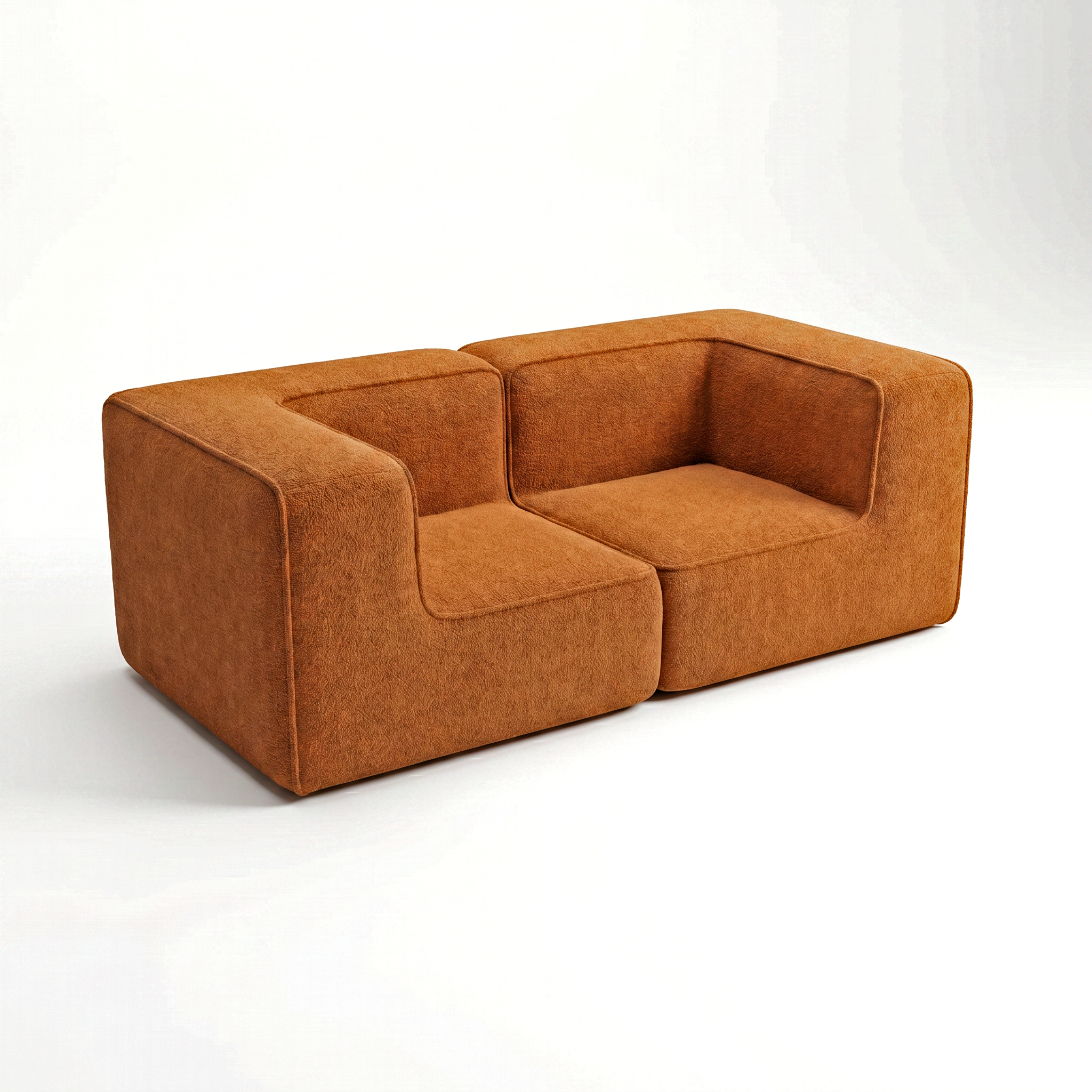 Sofá Modular Flow 2 Lugares 2 Cantos em Boucle Plus Mostarda