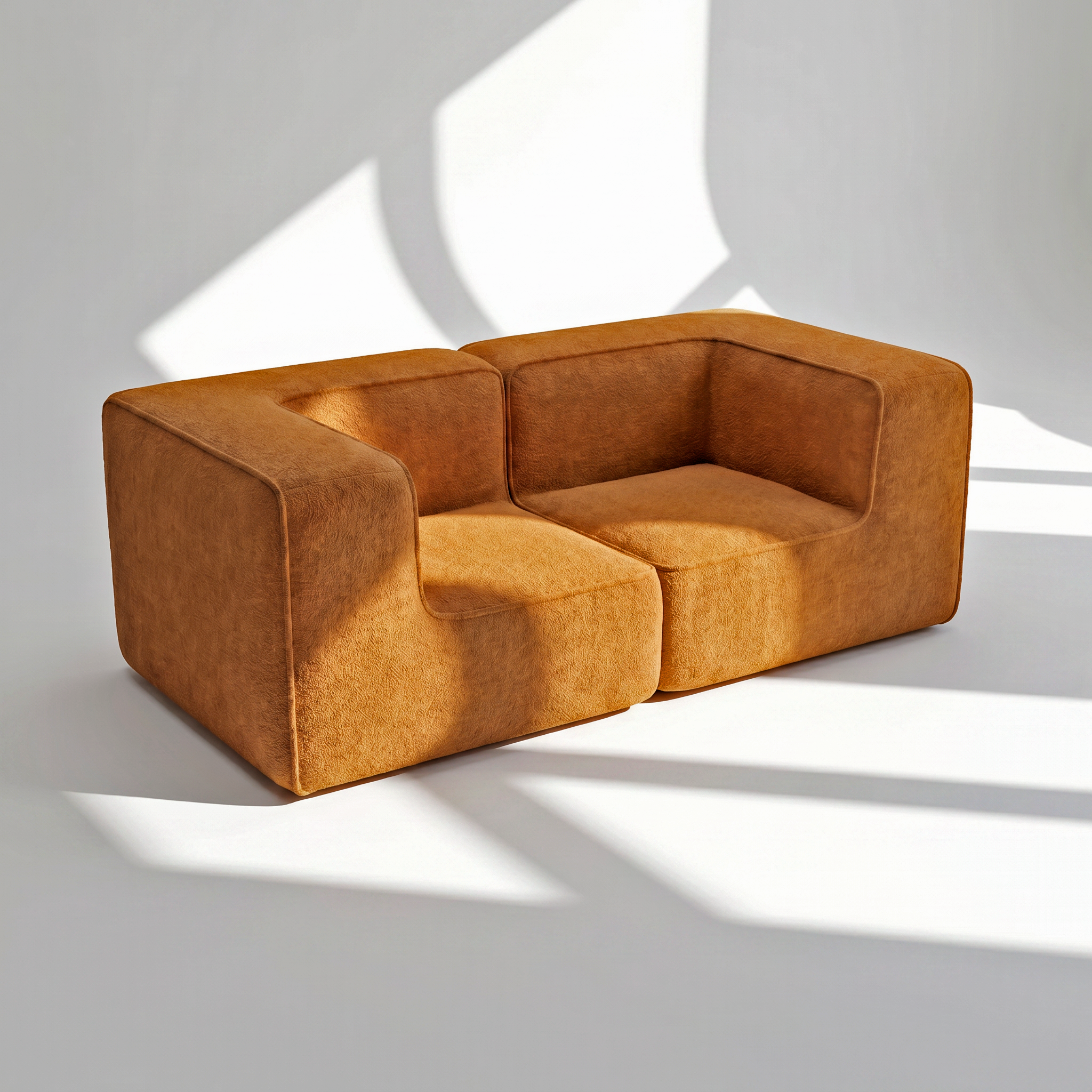 Sofá Modular Flow 2 Lugares 2 Cantos em Boucle Plus Mostarda