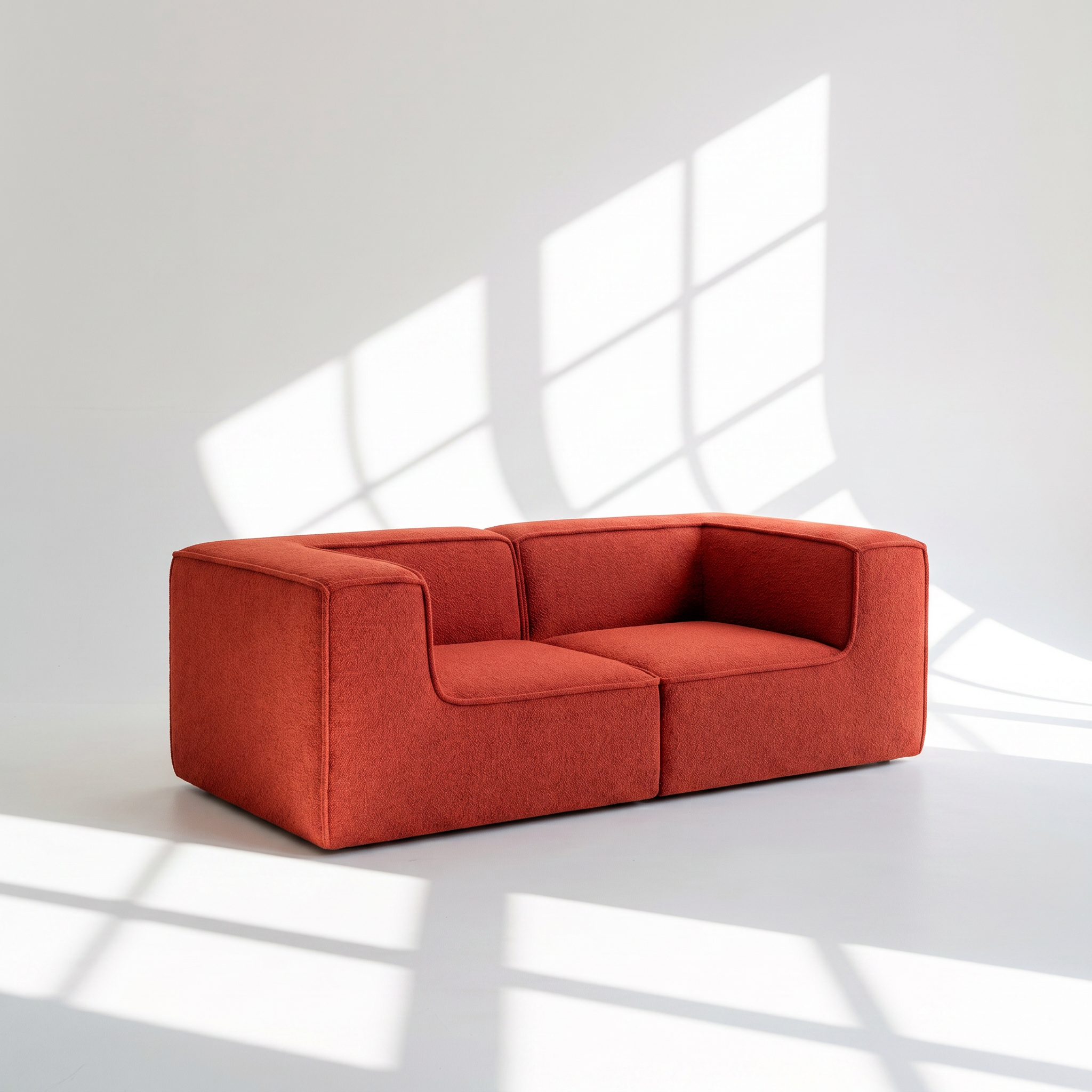 Sofá Modular Flow 2 Lugares 2 Cantos em Boucle Plus Terracota