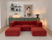 Sofá Modular Flow 3 Lugares 2 Cantos com 2 Apoios de Pé em Boucle Plus Terracota