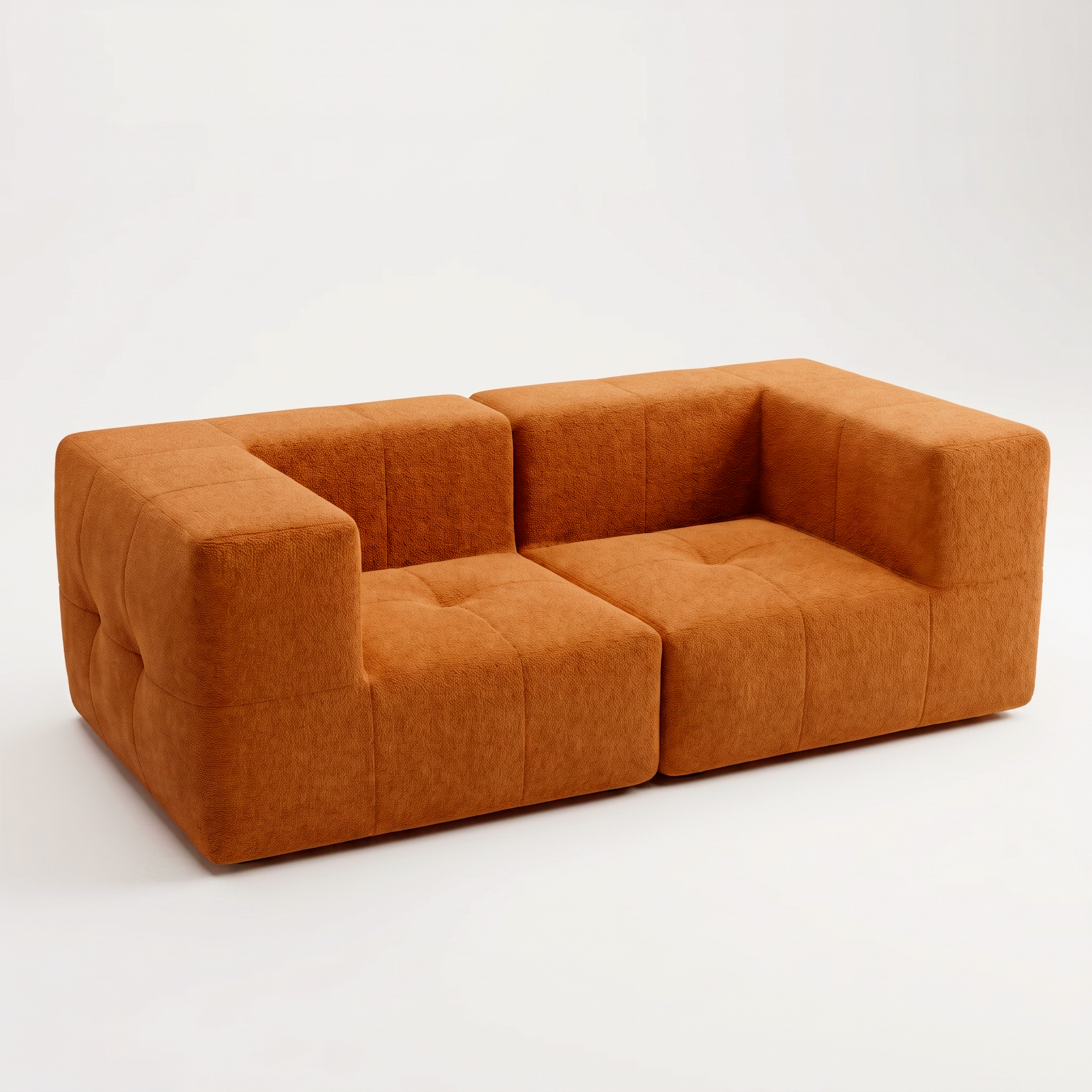 Sofá Modular 2 Lugares 2 Cantos em Boucle Plus Mostarda
