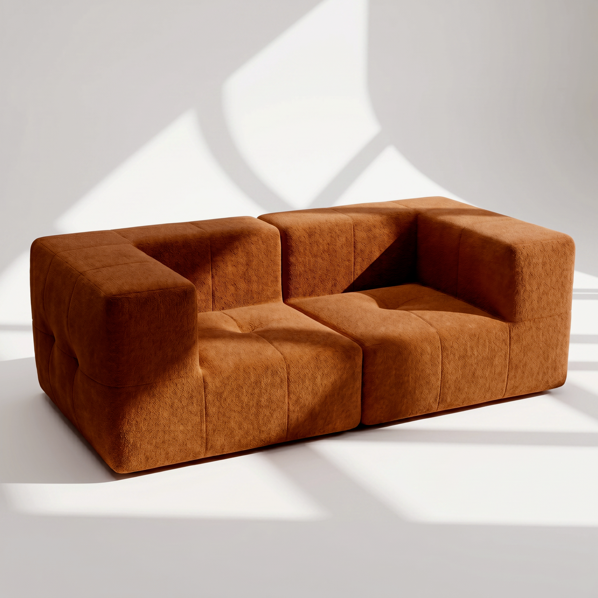 Sofá Modular 2 Lugares 2 Cantos em Boucle Plus Mostarda