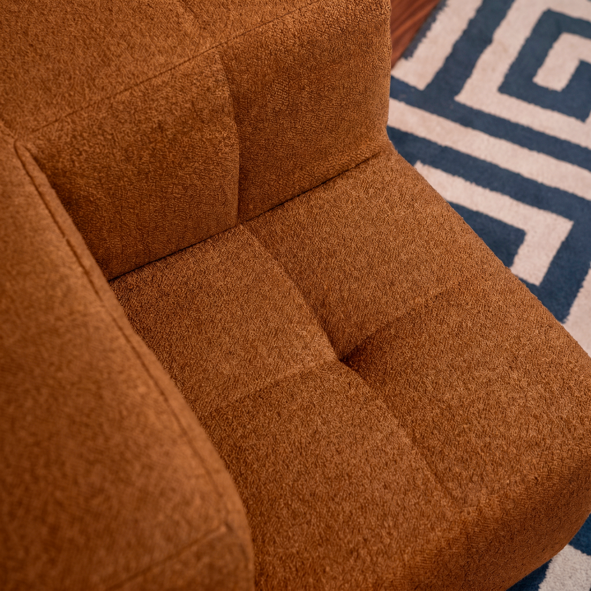 Sofá Modular 2 Lugares 2 Cantos em Boucle Plus Mostarda