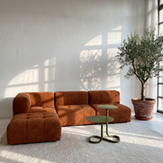 Sofá Modular 3 Lugares 1 Canto com 1 Apoio de Pé em Boucle Plus Mostarda