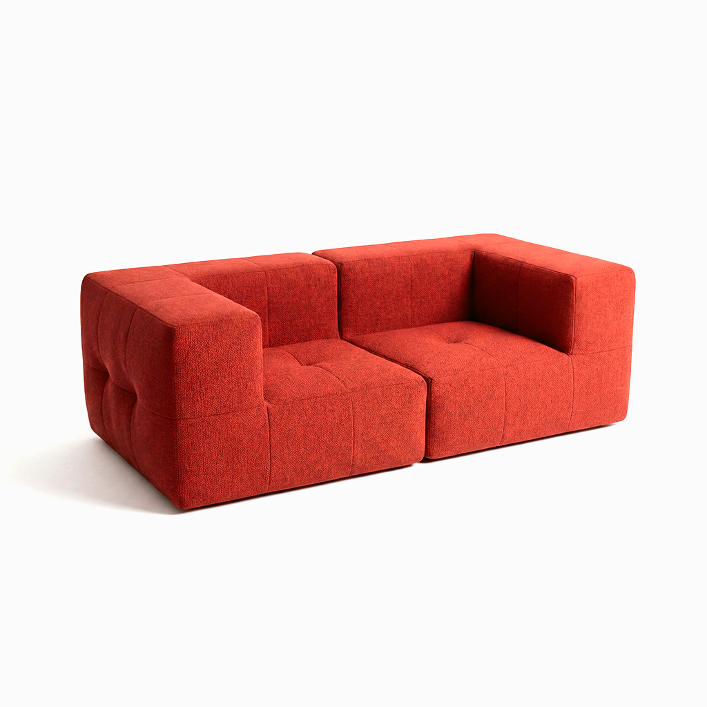 Sofá Modular 2 Lugares 2 Cantos em Boucle Plus Terracota
