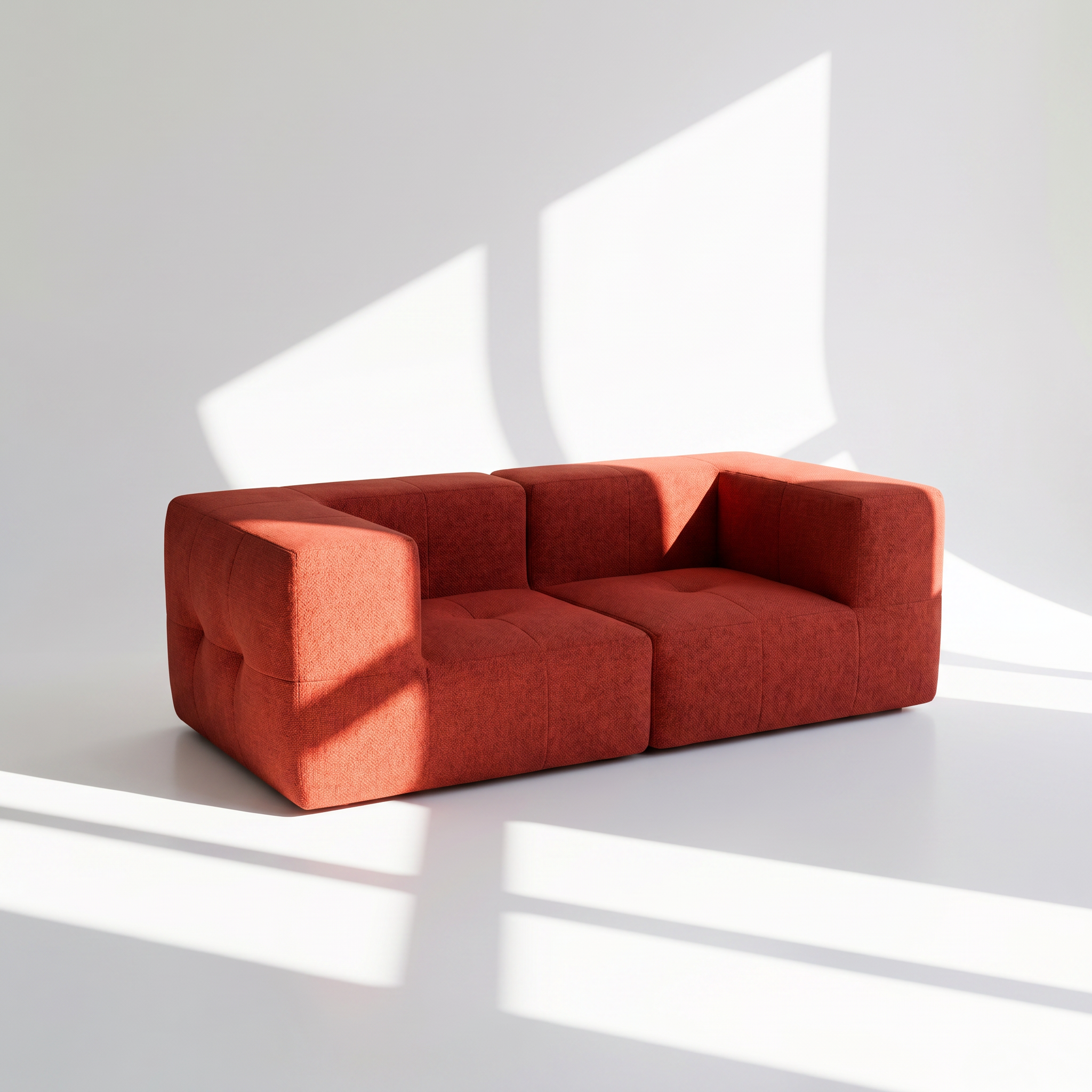 Sofá Modular 2 Lugares 2 Cantos em Boucle Plus Terracota