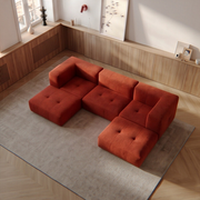 Sofá Modular 3 Lugares 2 Cantos com 2 Apoios de Pé em Boucle Plus Terracota