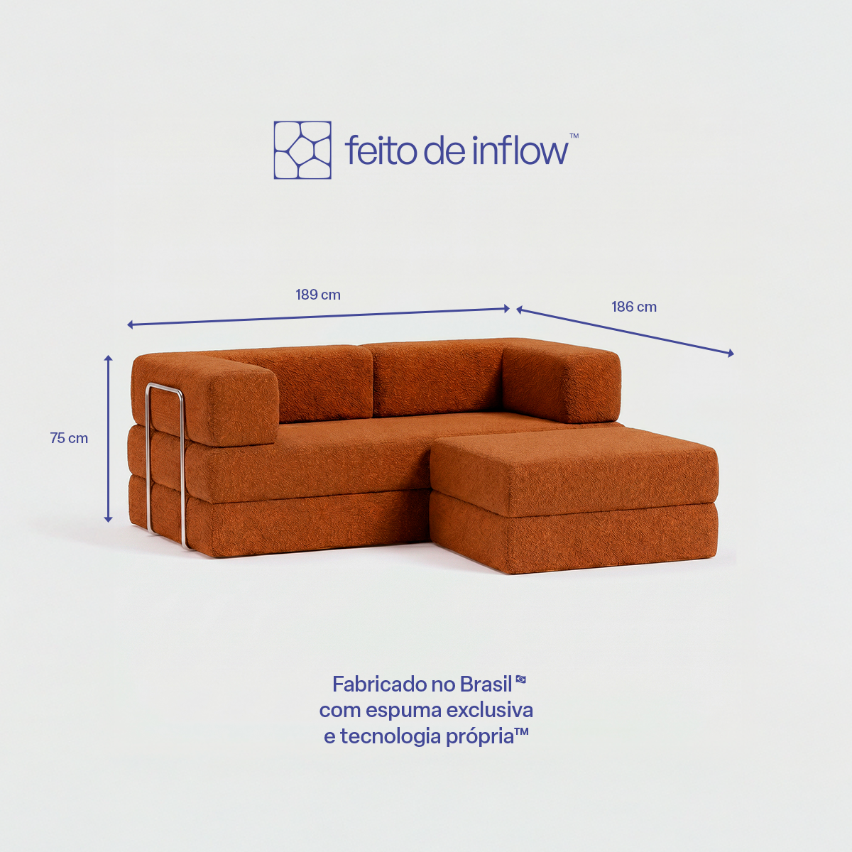 Sofá Cama Flowin com 1 Apoio de Pé em Boucle Plus Mostarda