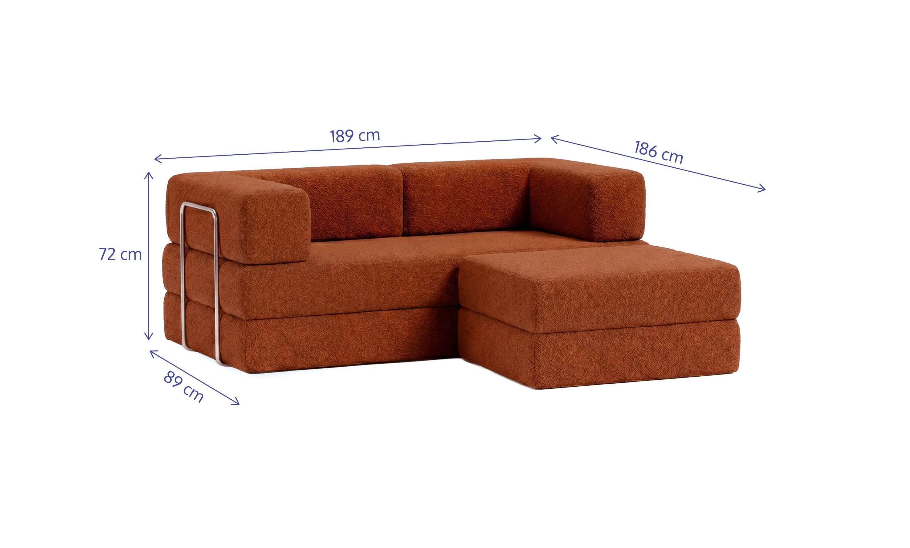 Sofá Cama Flowin com 1 Apoio de Pé em Boucle Plus Mostarda