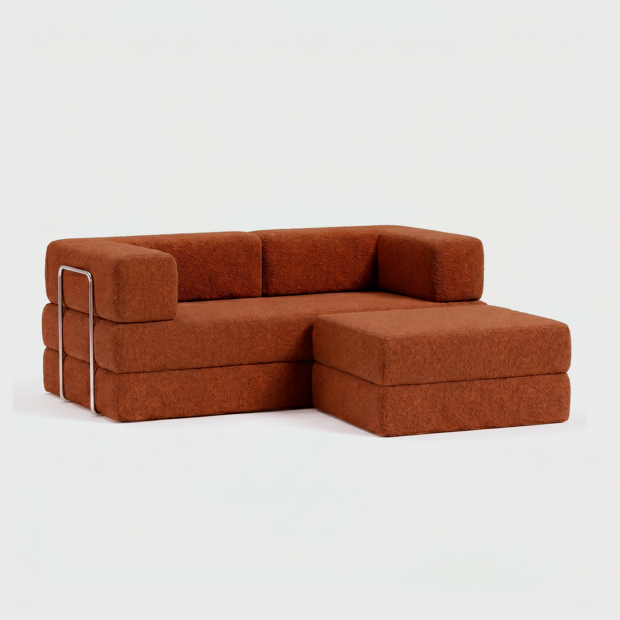 Sofá Cama Flowin com 1 Apoio de Pé em Boucle Plus Mostarda