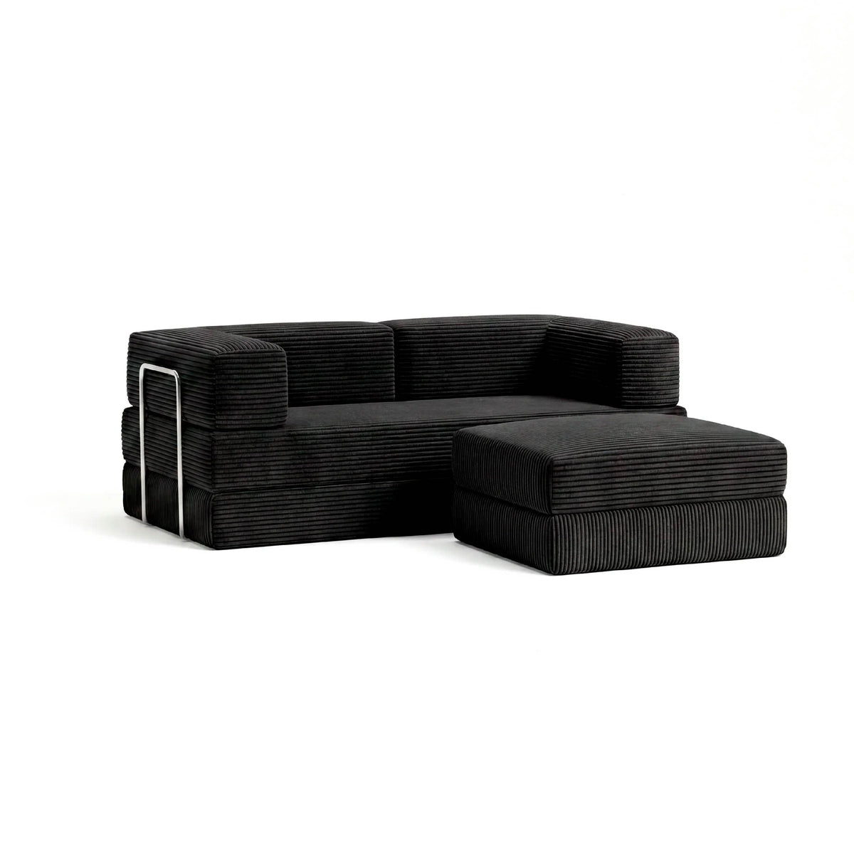 Sofá Cama Flowin com 1 Apoio de Pé em Cotele Black