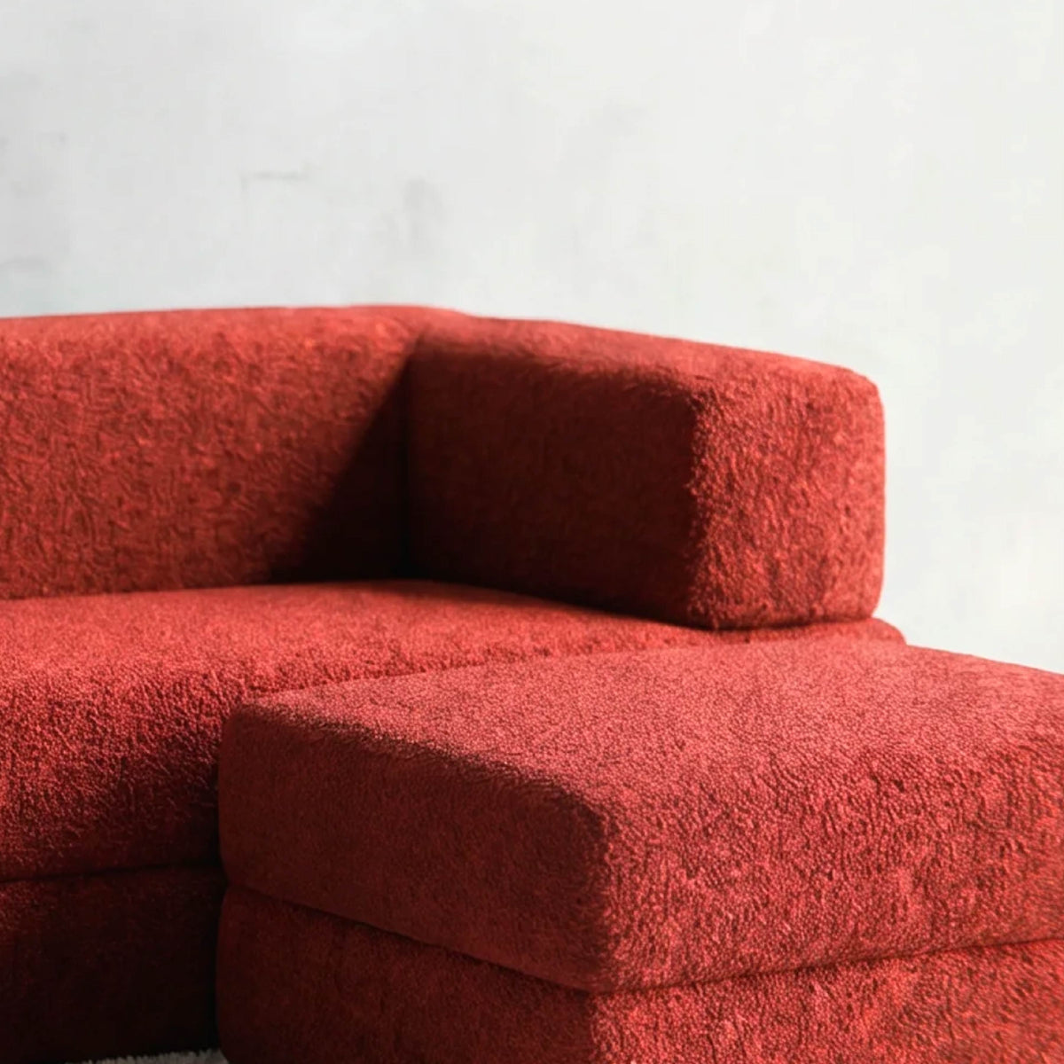 Sofá Cama Flowin com 1 Apoio de Pé em Boucle Plus Terracota