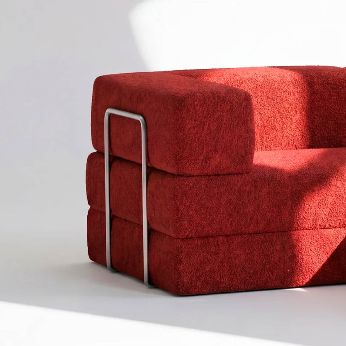Sofá Cama Flowin com 1 Apoio de Pé em Boucle Plus Terracota