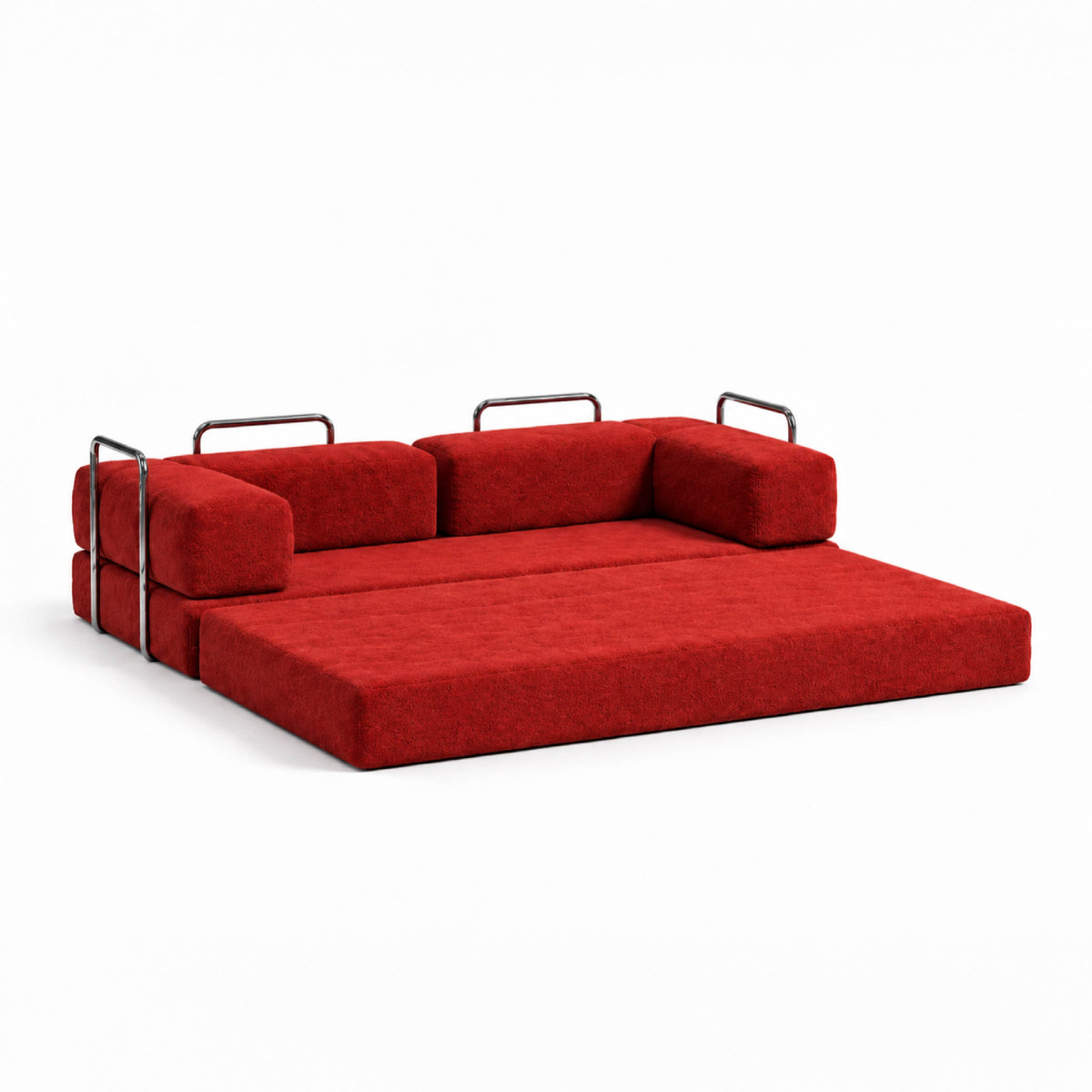 Sofá Cama Flowin com 1 Apoio de Pé em Boucle Plus Terracota