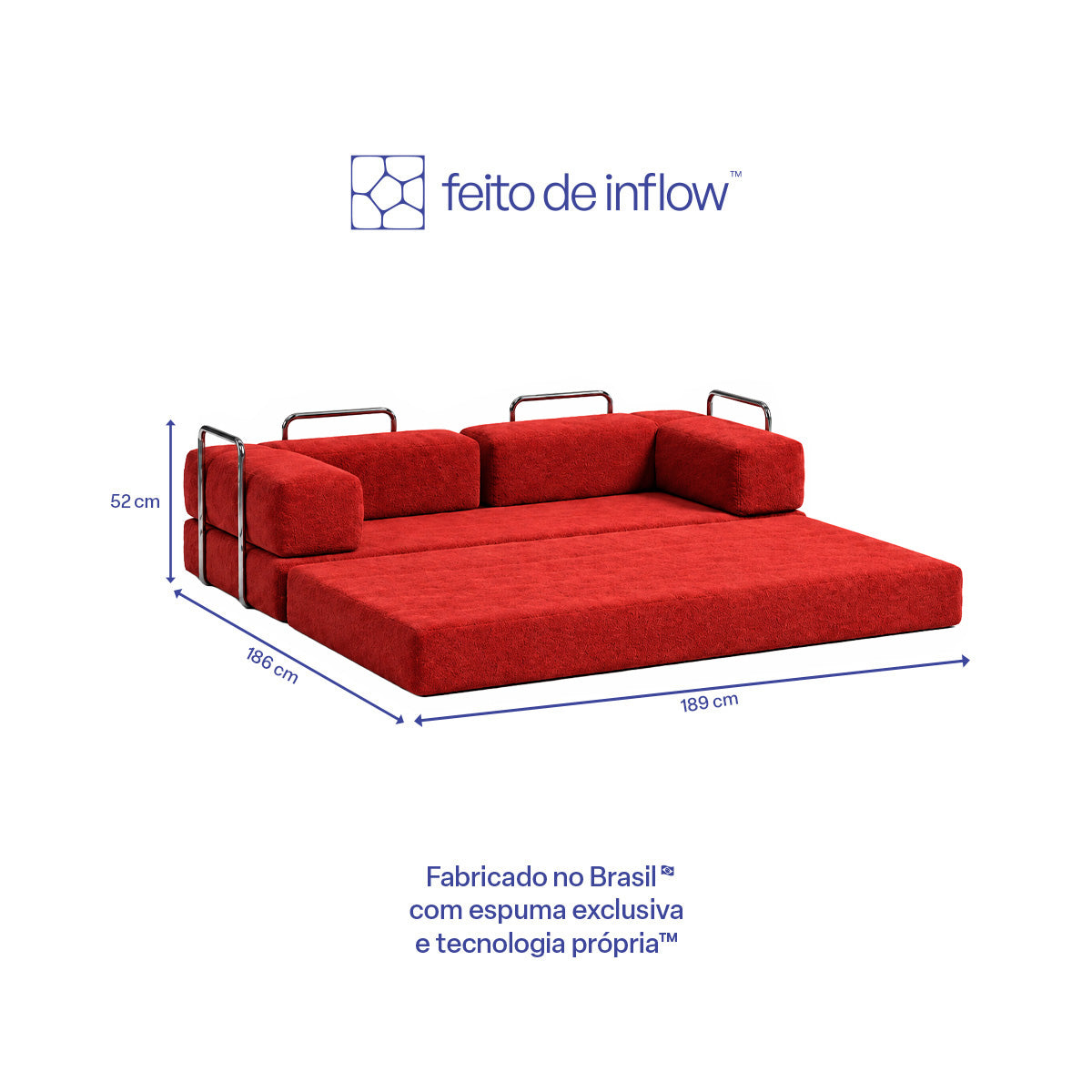 Sofá Cama Flowin com 1 Apoio de Pé em Boucle Plus Terracota