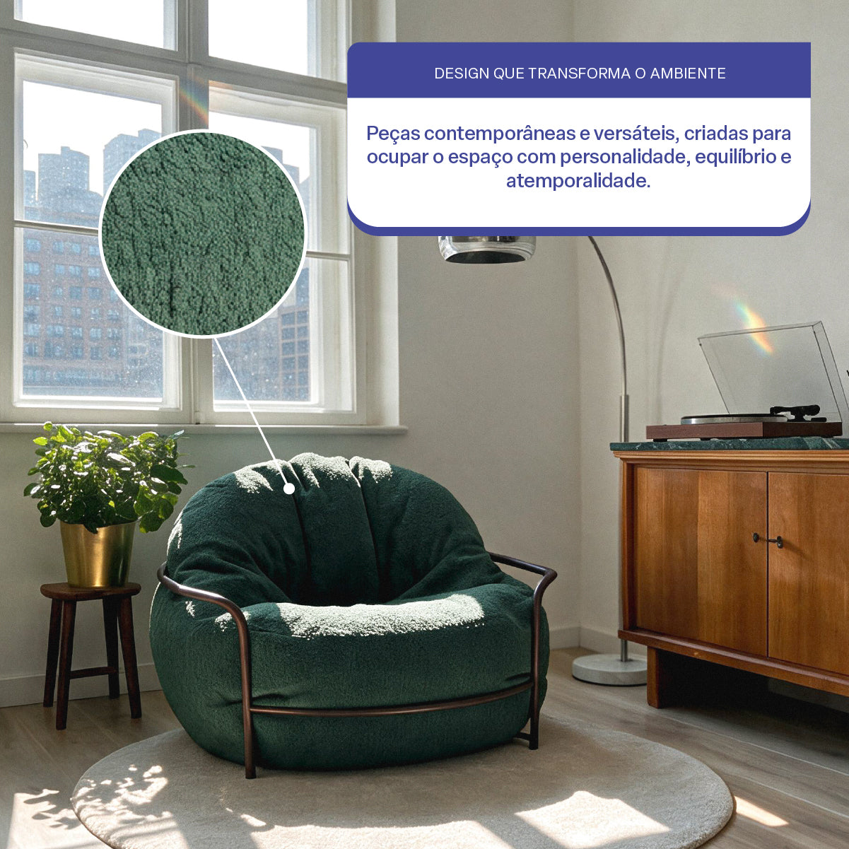 Poltrona Forte Interno - Bouclé Cloud Touch Green