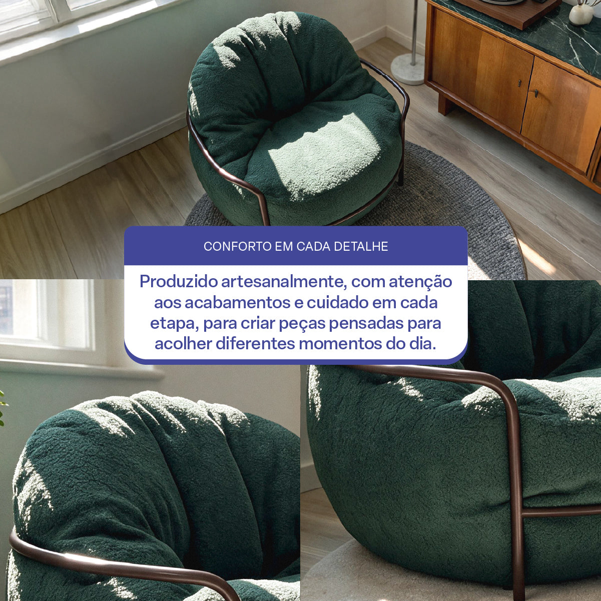 Poltrona Forte Interno - Bouclé Cloud Touch Green
