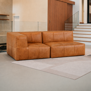Sofá Modular 2 Lugares 1 Canto em Poli-Couro Marrom