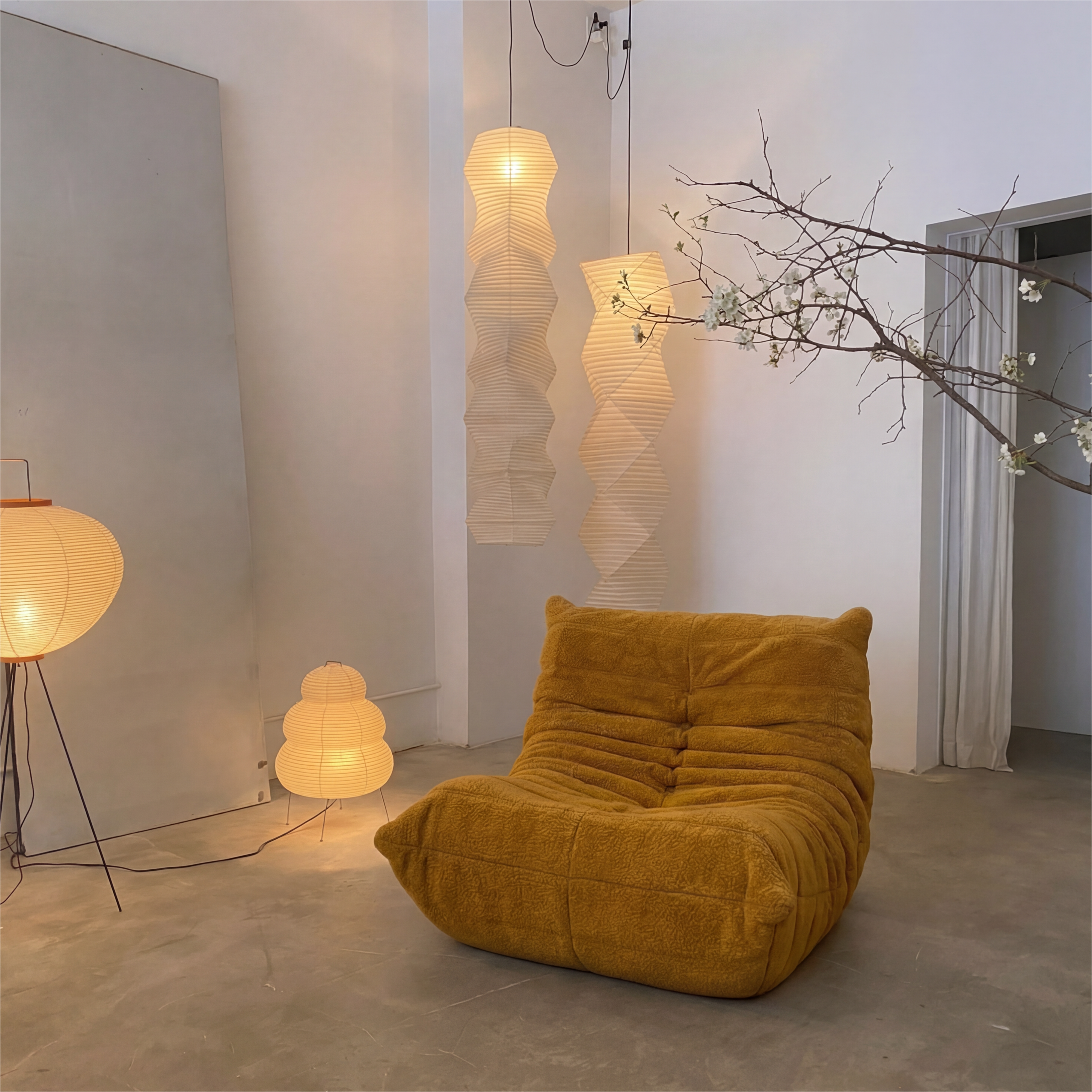 Poltrona Liv em Boucle Cloud Touch Mostarda