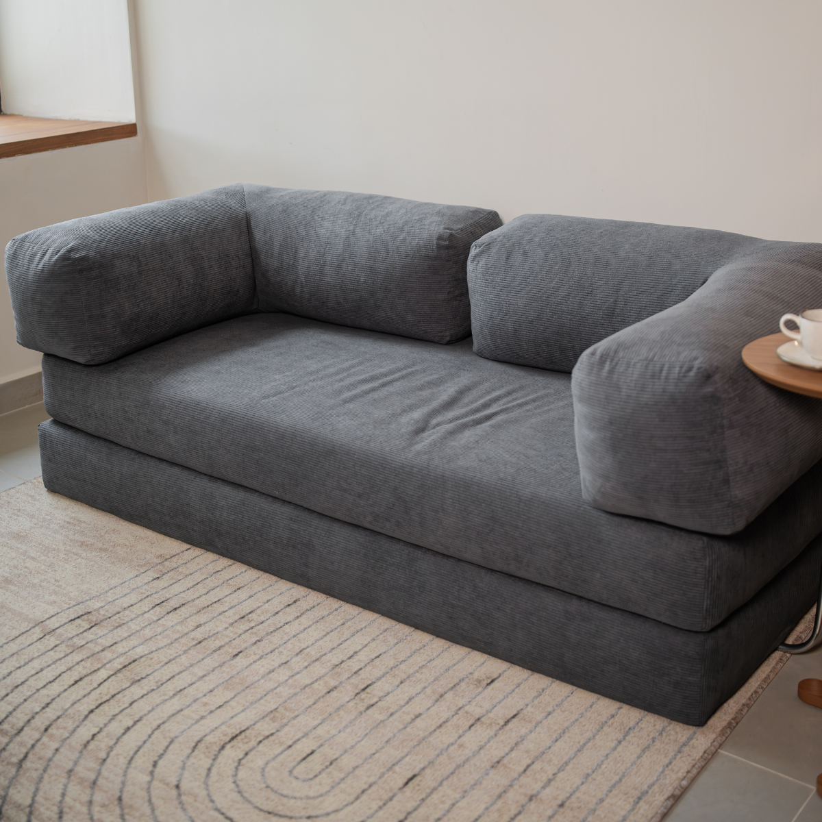 Sofá-Cama Flowin Cotelê - Cinza