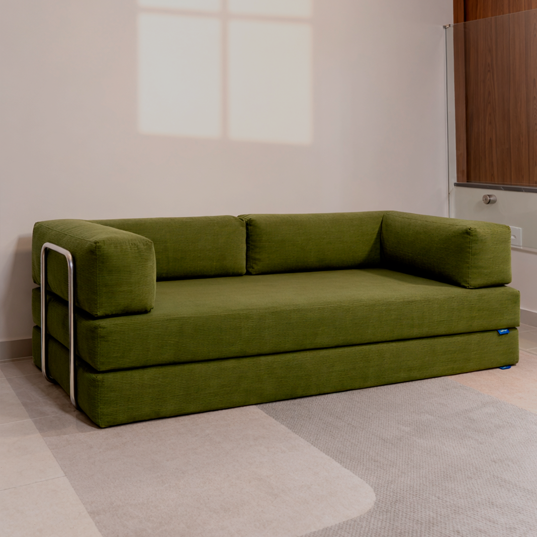 Sofá-Cama Flowin Cotelê - Verde Oliva