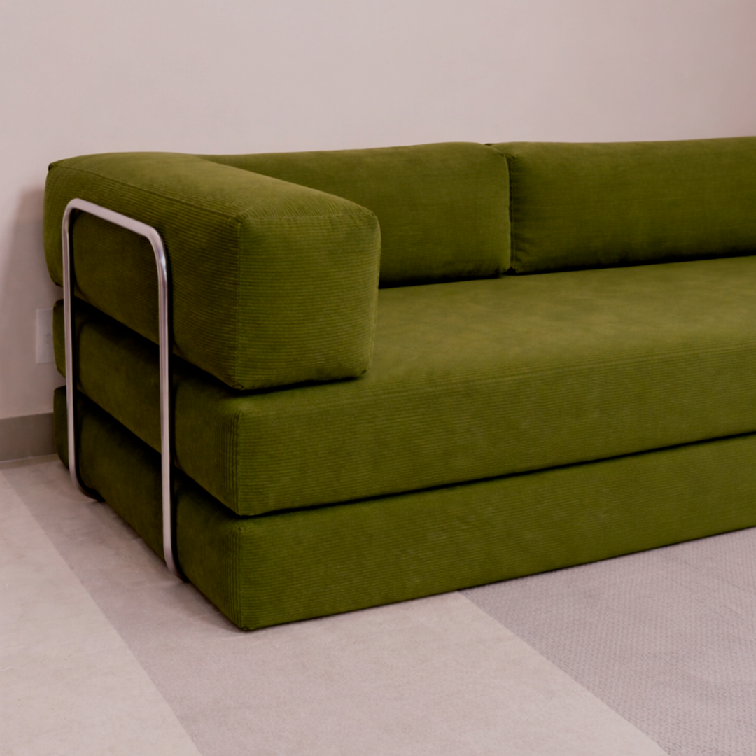 Sofá-Cama Flowin Cotelê - Verde Oliva