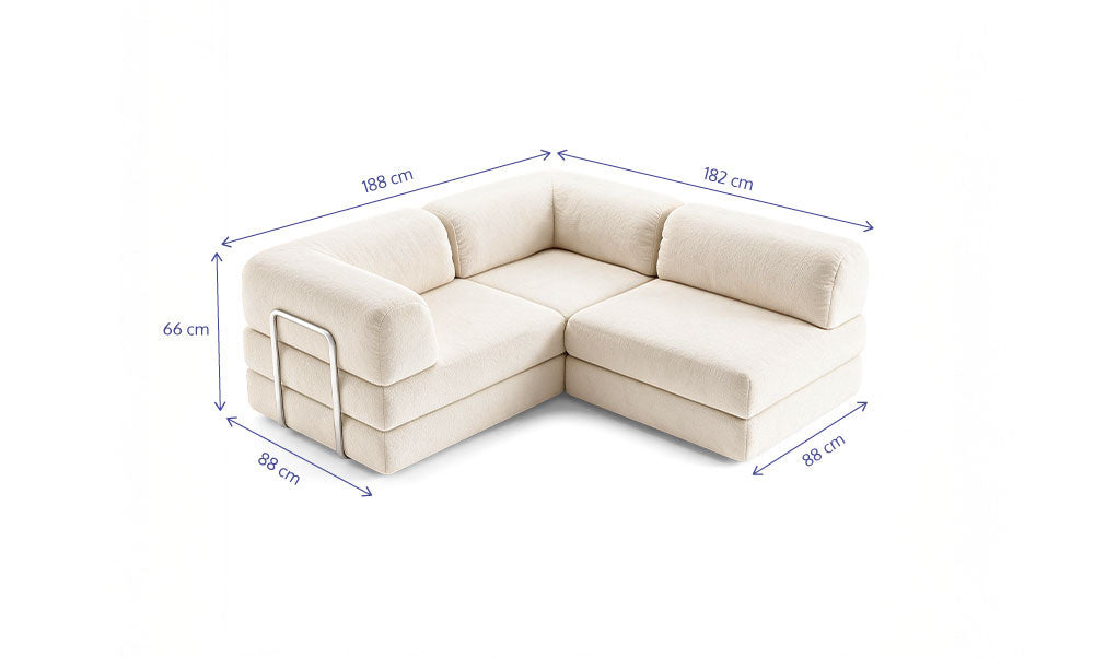 Sofá Cama Flowin com Encosto e Apoio - Boucle Bege