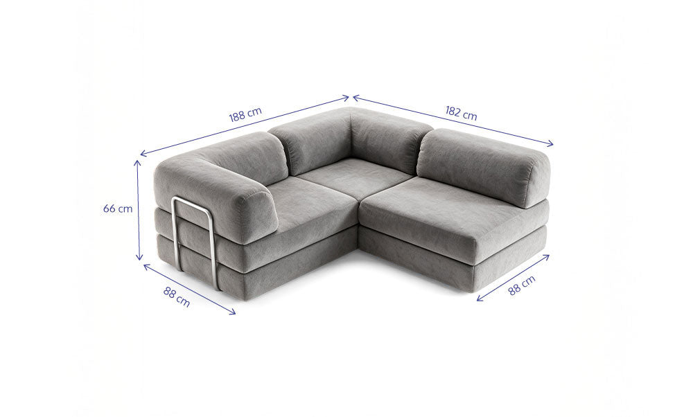 Sofá Cama Flowin com Encosto e Apoio - Boucle Cinza