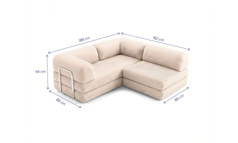 Sofá Cama Flowin com Encosto e Apoio - Cotele Bege